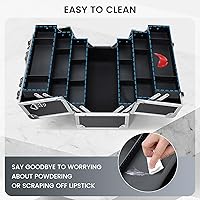 Vista 6 de FRENESSA Estuche de maquillaje de 12.6 pulgadas, organizador de cosméticos grande, almacenamiento de viaje, estuche de transporte profesional