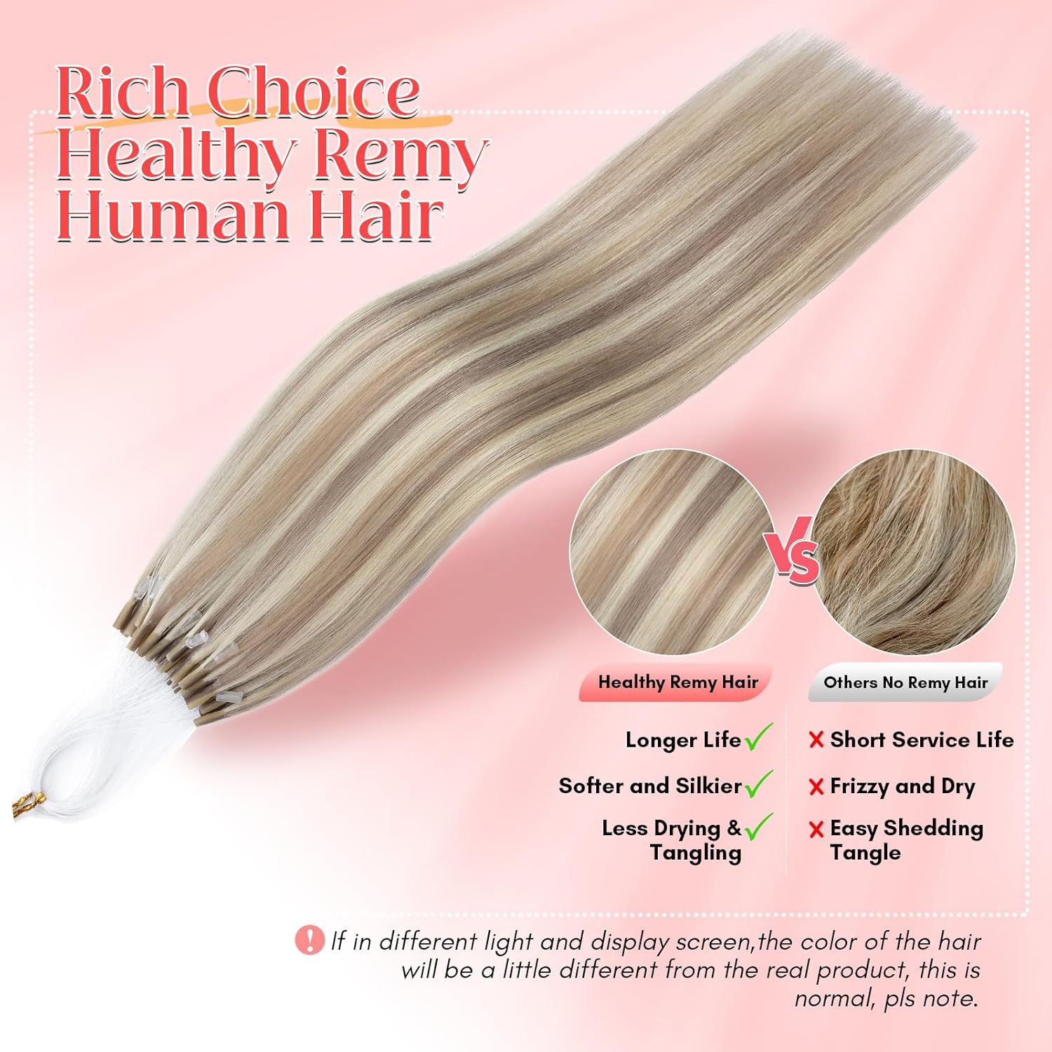 S-noilite U Tip Hair Extensions 100% Real Remy Human Hair Upgraded Micro Ring K Tip Extensions Pre Bonded Keratin Hair Extensions 50g/50 Stands 22 Inch Ash Blonde Highlighted Bleach Blonde