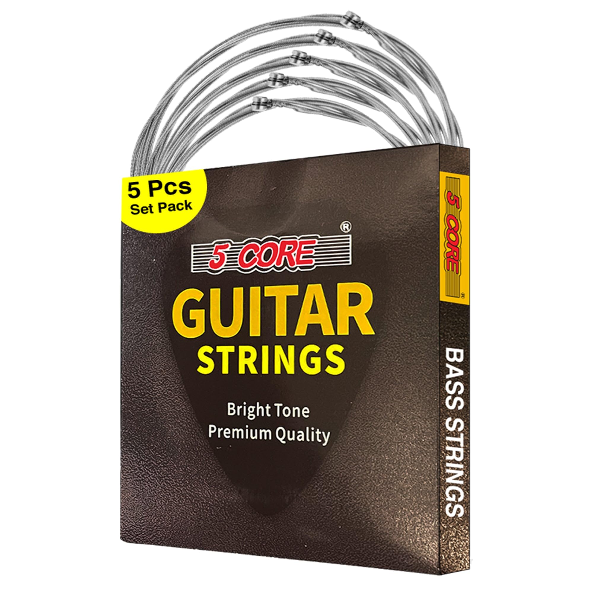 5Core Bass Electric Guitar Strings 0.045-.100 Gauge w Bright Tone for 6 String Guitars 5 PCS