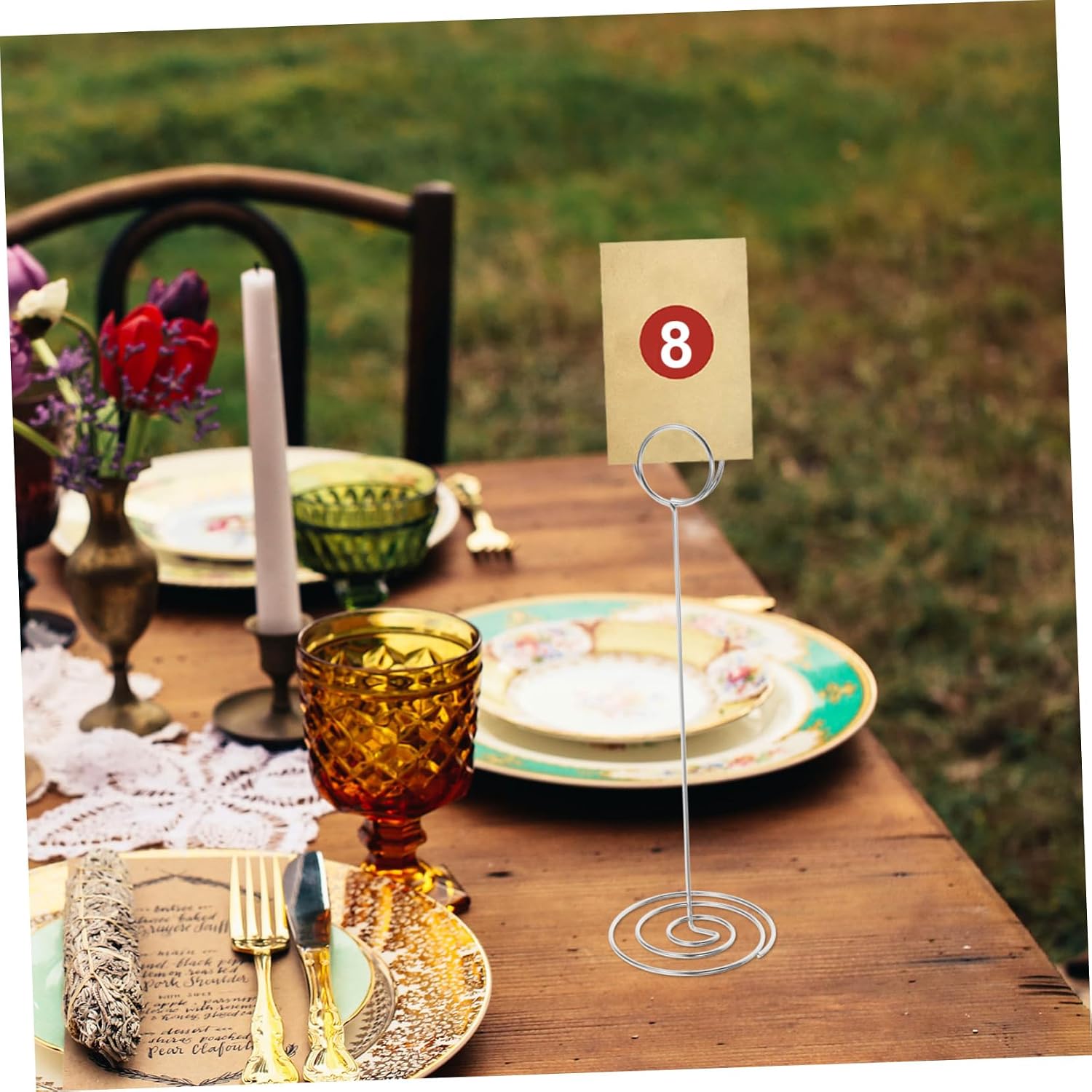 12pcs Metal Mini Place Card Holders Round Photo Clips for Wedding Table Numbers Memo Note Display and Lightweight Sign Holders for Events and Decorations