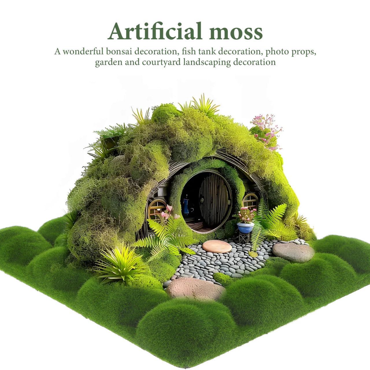 KüNstliches Moos Zum Dekorieren 2 StüCk Beflocktes Pseudomoos 12X12 Zoll NatüRliche Optik FüR Wanddeko Hochzeit DIY Zimmer Aesthetic GrüN Epe Schaum Seidenbaumwolle