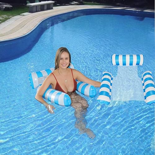 Miniatura 7 de Paquete de 2 tumbonas de agua para piscina, flotador inflable para piscina, multiusos, hamaca de piscina y hamaca de agua flotadores para adultos