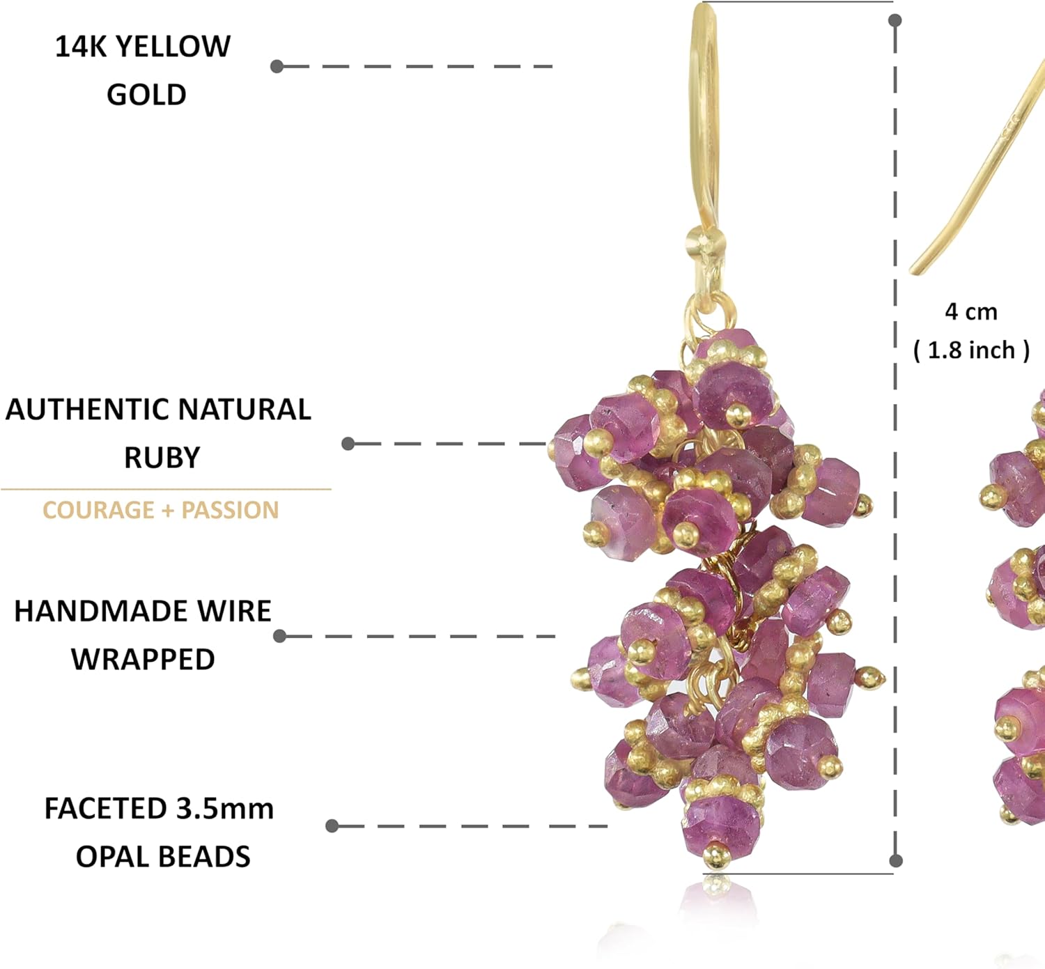 GOODSTONE JEWELS Handmade Gemstone Beaded Dangle Drop Earrings for Women in 925 Sterling Silver Stamped/Gold Plated | Birthstone Jewelry with Emerald, Ruby, Tanzanite & Multi Gemstones | Gift for Her