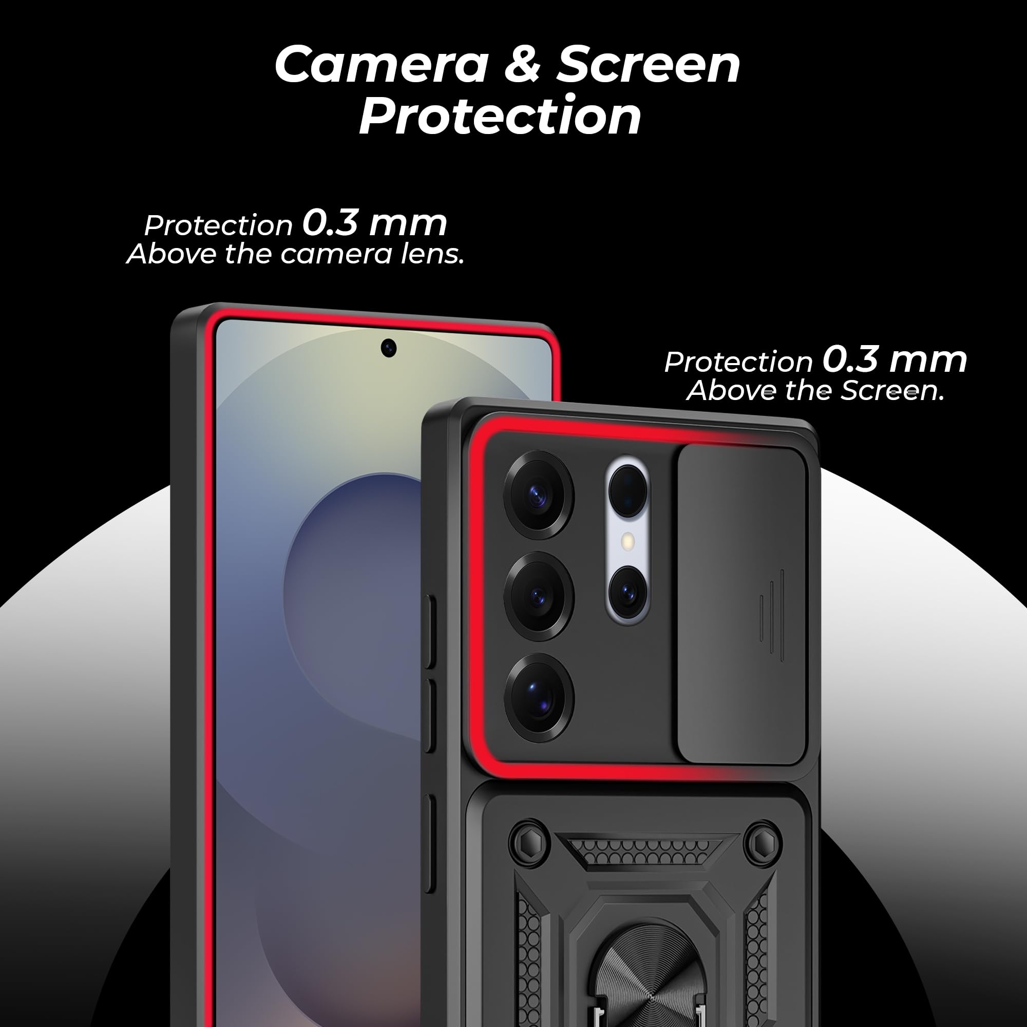 A rtistque Armor Bumper Back Case Cover for Samsung Galaxy S25 Ultra 5G | Stylish Ring Holder & Inbuilt Stand | Sliding Camera Cover | Shockproof TPU Protective Design | S25 Ultra Back Cover - Black — Amazon image 6