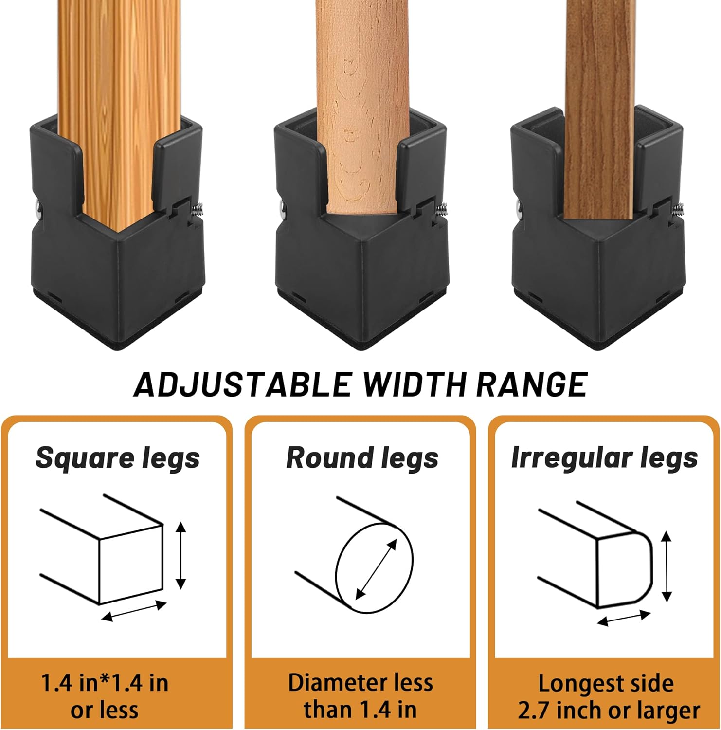BTSD-home Adjustable Bed Risers 8 Pack Bed Raisers Blocks Lifts 2 or 3 Inch Suitable for Couch, Tables, Desk and Sofa