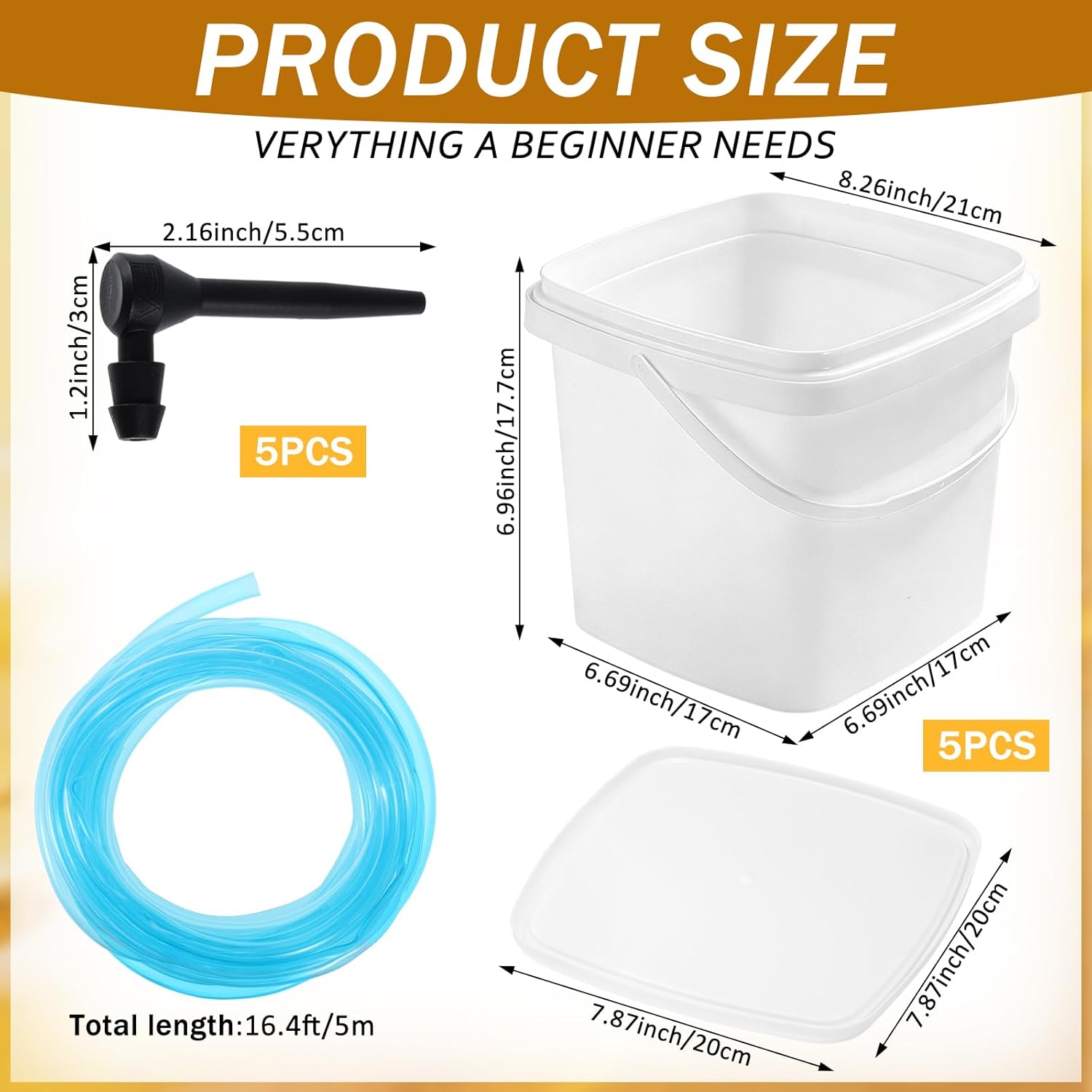 5 Set Maple Syrup Tapping Kit with 5 Buckets 16ft Food Grade Tubing 5 Taps Maple Sap,Maple Tree Tapping Kit Collection Supplies Syrup Tree Taps for Experts or Beginners