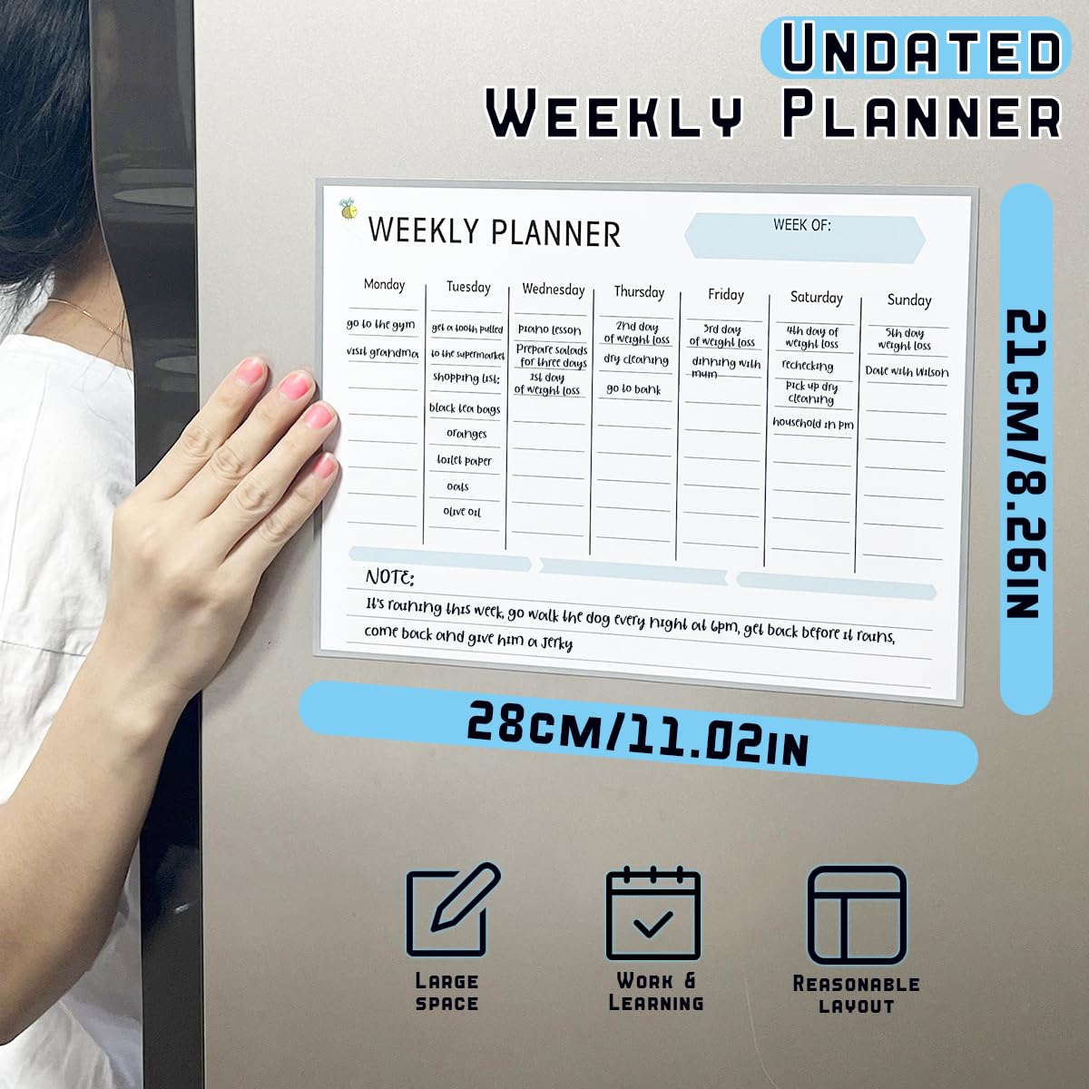 Weekplanner Afwasbaar A4 - Herbruikbare Maaltijd- en Menuplanner voor een Perfect