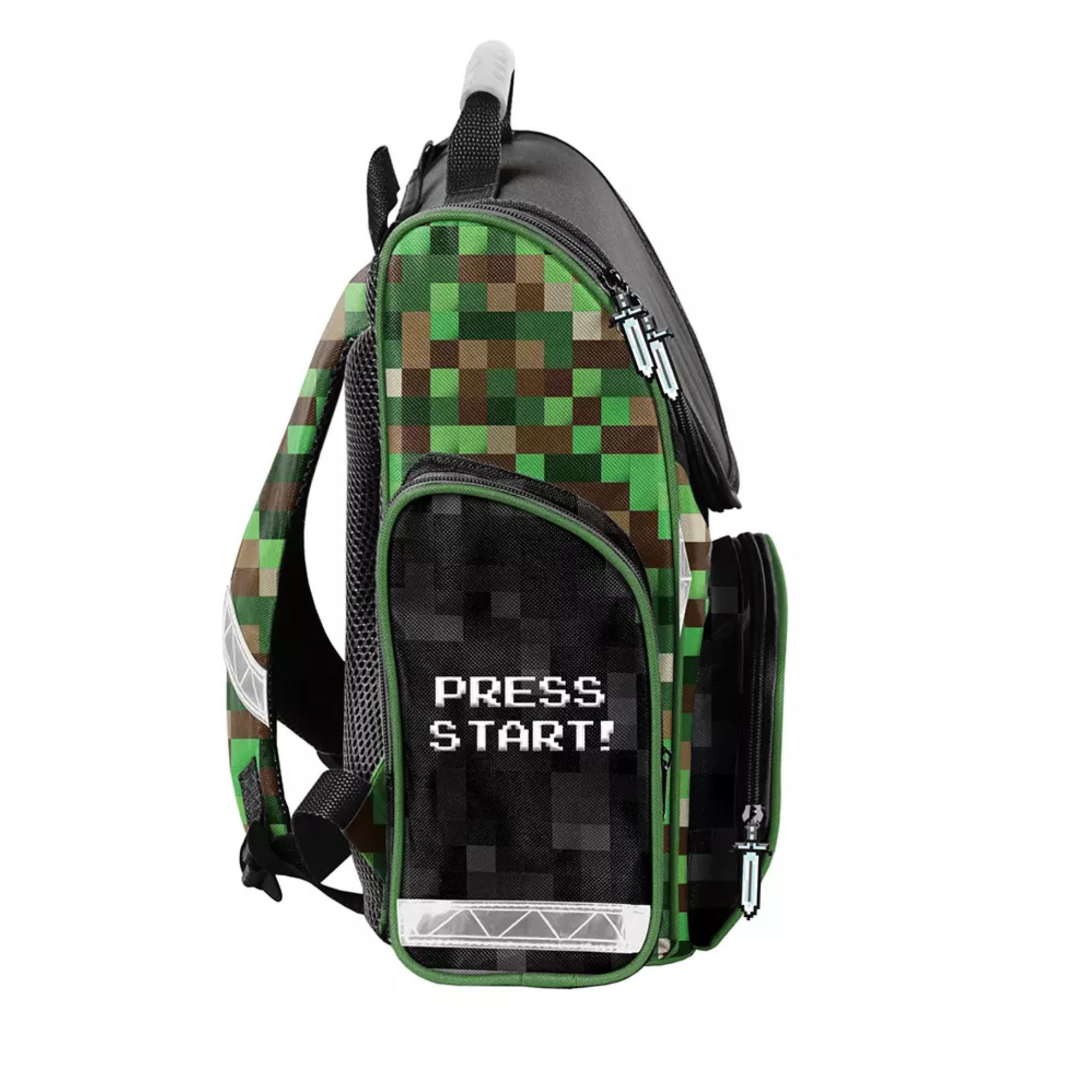 PASO- Schulranzen für Jungen und Mädchen, 4/6/8/15er-Set - Schul-Rucksack für Kinder mit Federmäppchen - Schuhbeutel und Hausaufgabenheft - Game Motiv- 1-3 Klasse