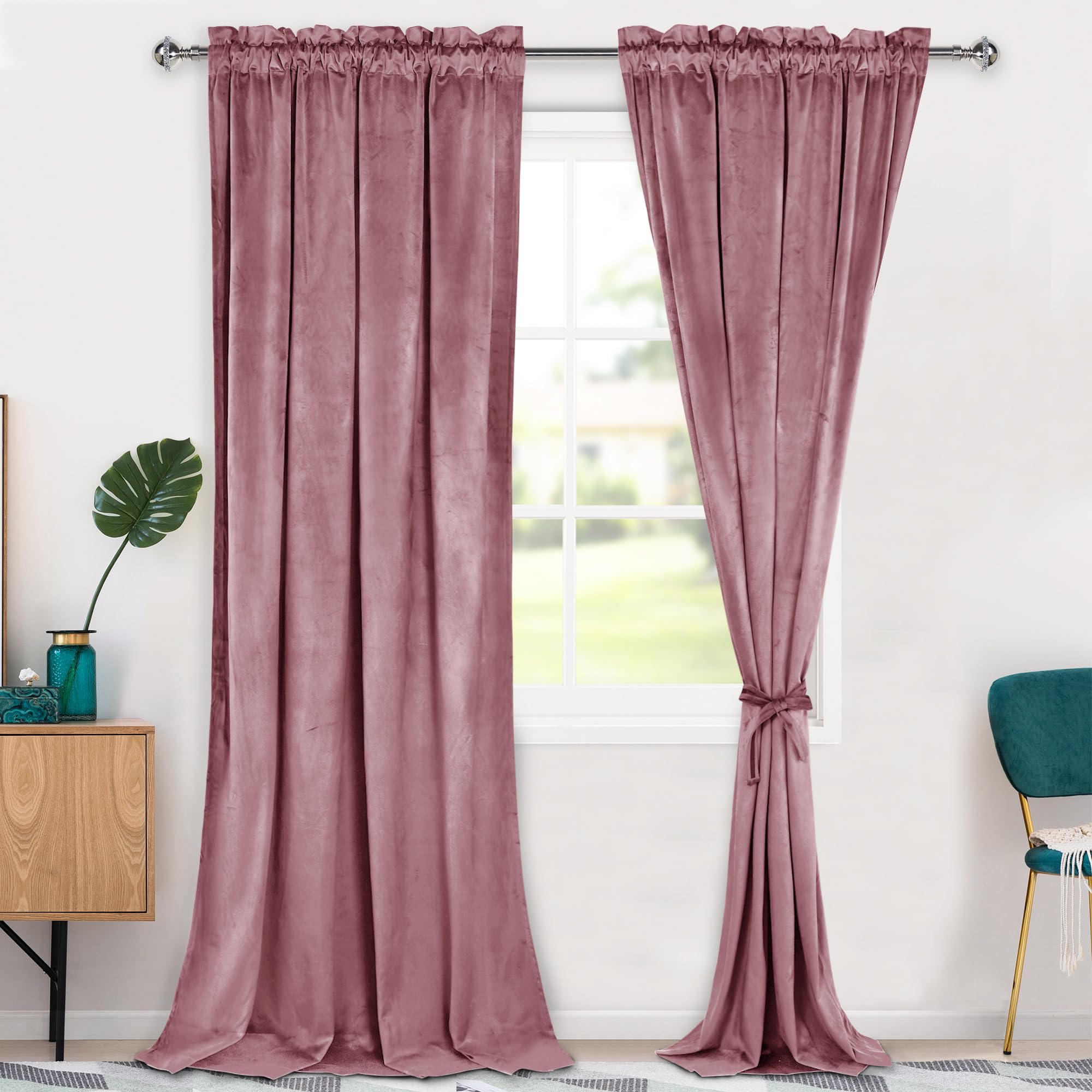 Rideaux occultants haut de gamme velours rose sauvage 243 cm Hiasan