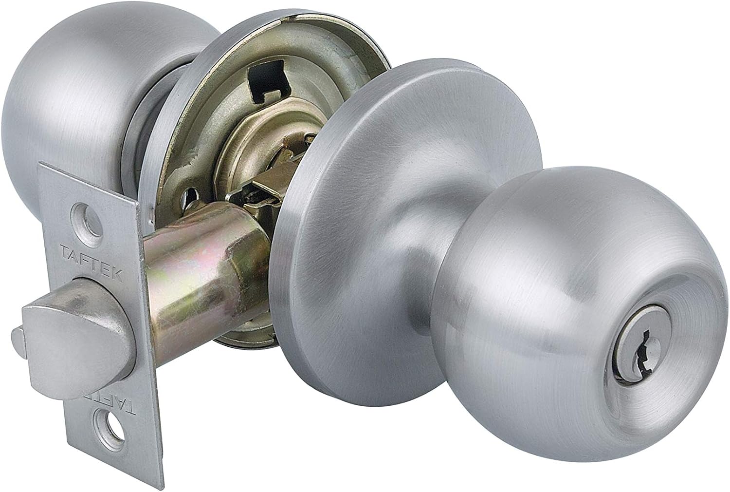 Taftek AMK101 Ball Entry Door Knob Door knobs with Lock and Key Door Lock in Satin Nickel