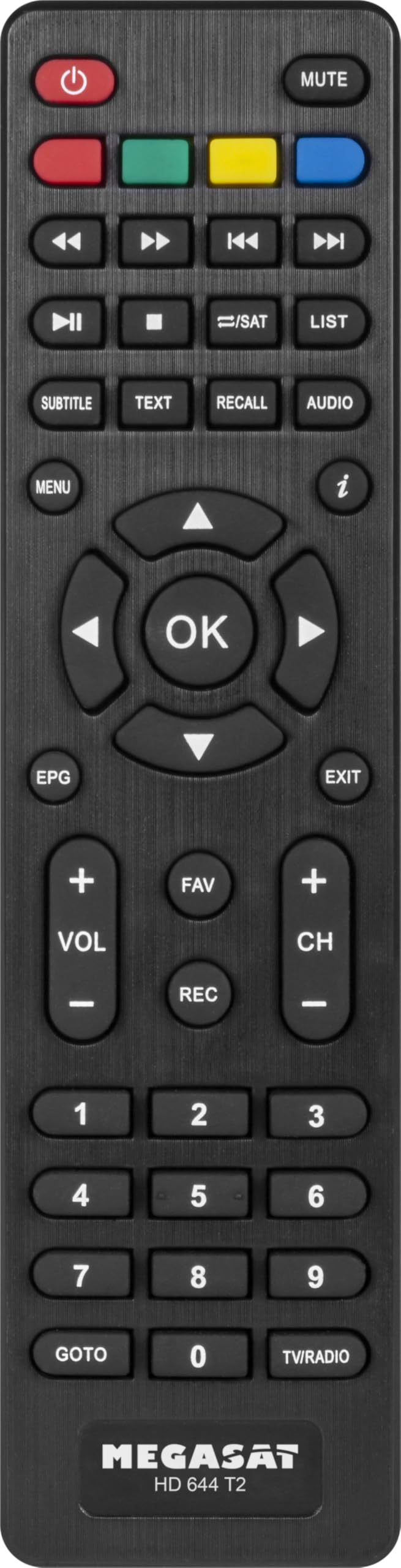 Megasat HD 644 T2 – DVB-T2 Receiver für Free TV – Schwarz | Empfängt alle freien Sender über Antenne, USB-Mediaplayer, Full HD, SCART, HDMI