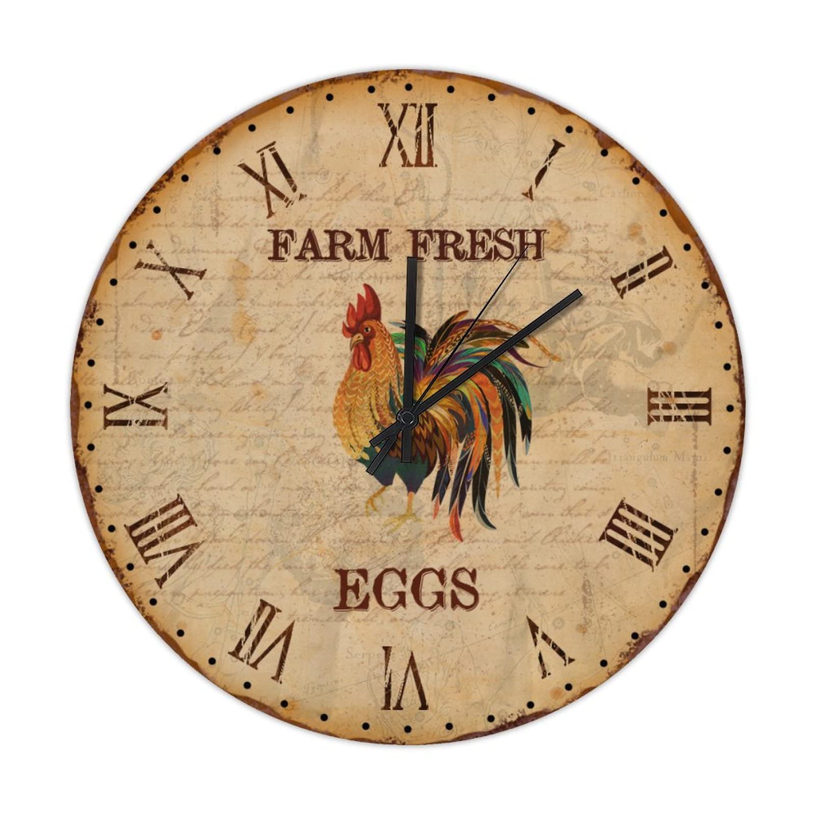 Horloge ronde en bois silencieuse pour chambre et cuisine sans tic-tac