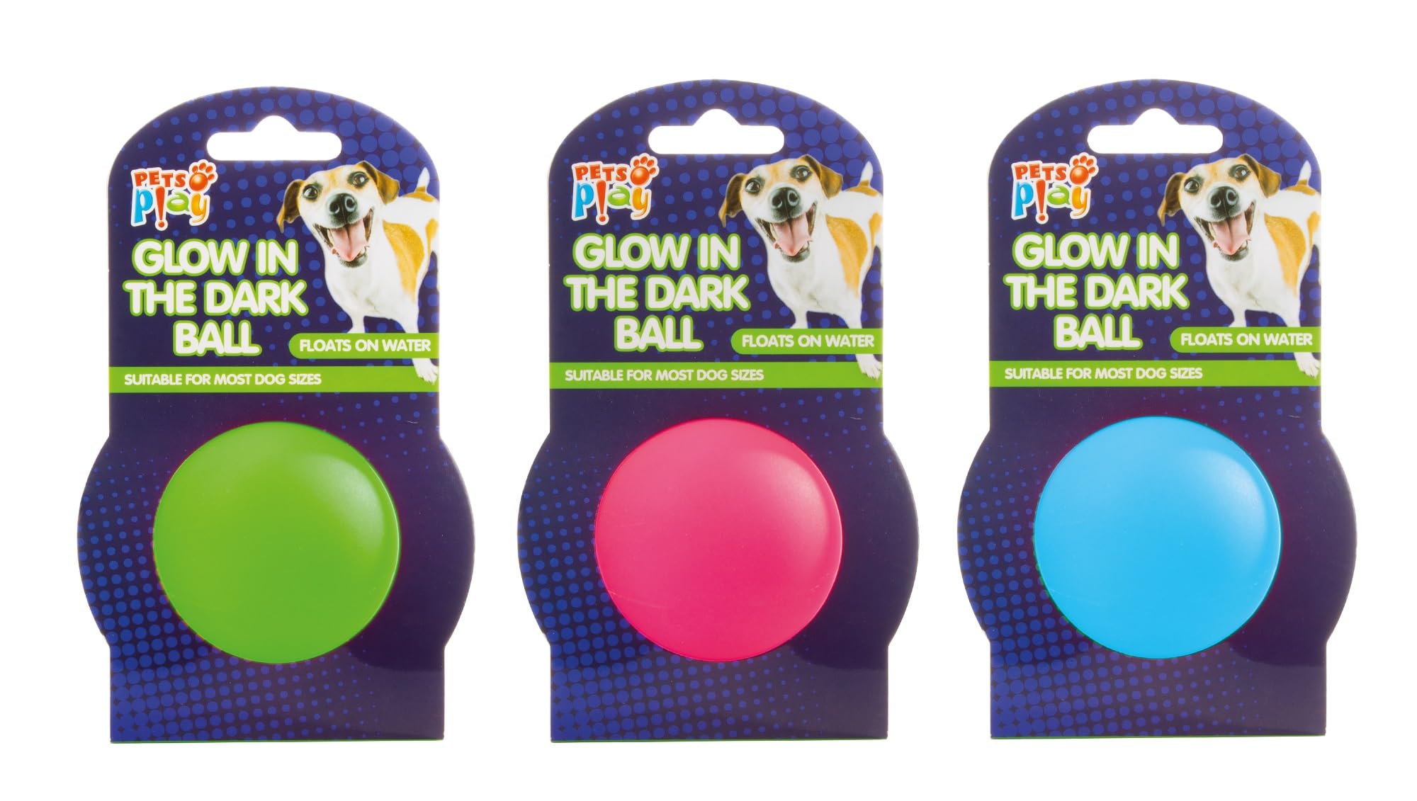 Ozmoint Pack of 3 Assorted Colors Dog Glow in the Dark Balls - Floating and Durable Dog Toys Perfect for Day and Night Play by Pets Play