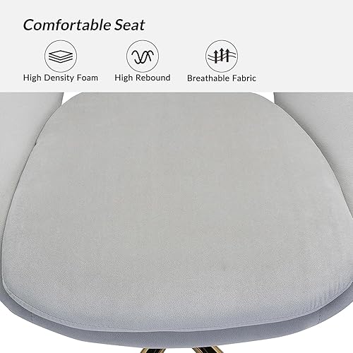 Miniatura 5 de TINA'S HOME Silla de oficina moderna de terciopelo con giro ajustable, cómoda silla de escritorio tapizada con respaldo abierto, pequeña y bonita