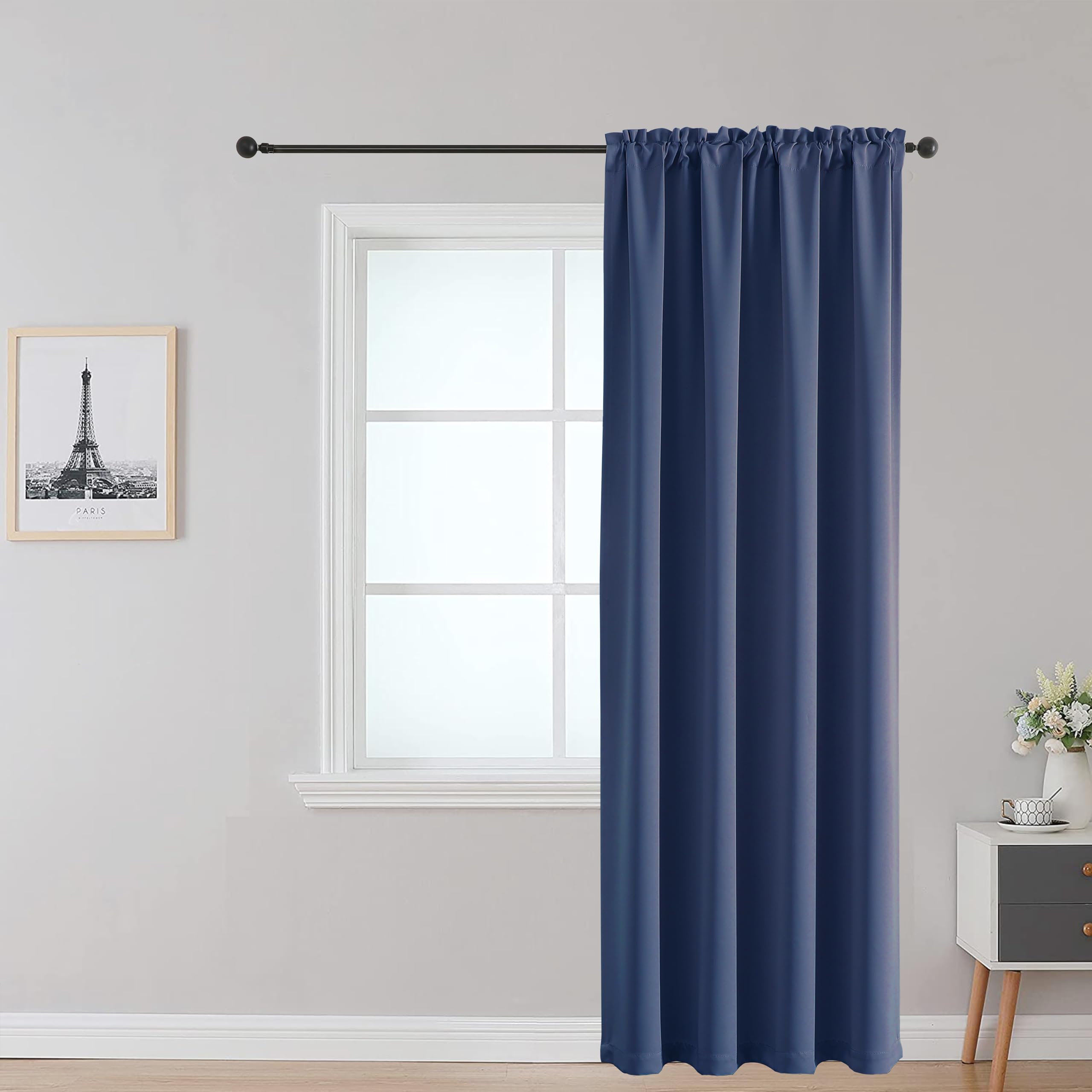 Rideau ignifugé bleu marine 132x213 cm rideaux sécurité école ERP