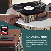 MUSITREND Bluetooth Gramofon Bőrönd Vintage Lemezjátszó USB SD Aux RCA 7