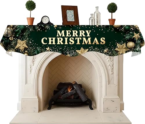 Miniatura 7 de NYZE Bufanda para Repisa de Chimenea Navideña 70 x 17 Pulgadas Cubierta Decorativa para Repisa de Chimenea de Navidad Camino de Mesa para Repisa