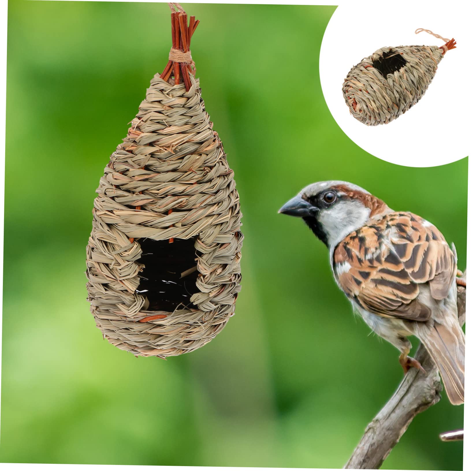 VANZACK 6piezas Casita De Pájaros Tejida Mano Nido para Aves De Césped Natural Decoración Creativa y Acogedora para Jardín y Balcón