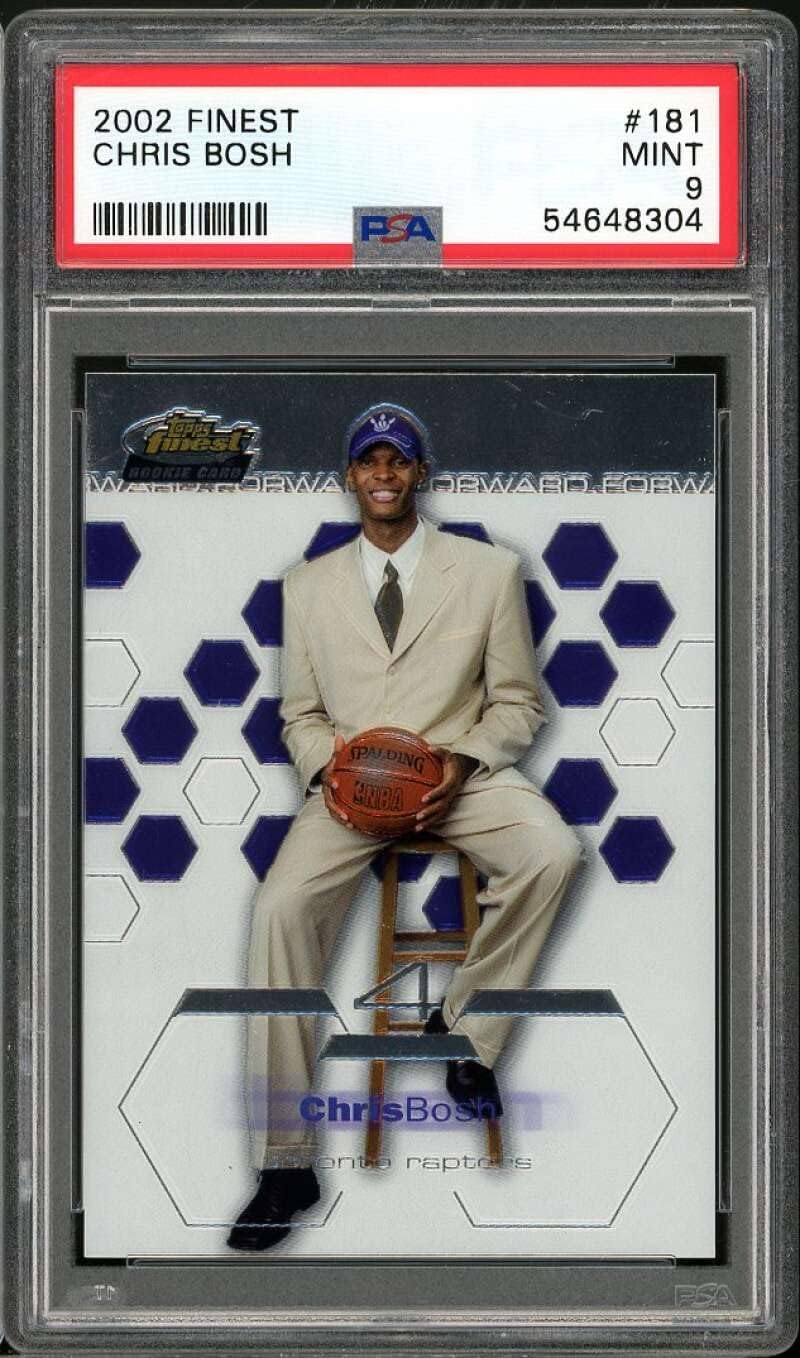 Chris Bosh Rookie Card 2002-03 Finest #181 PSA 9