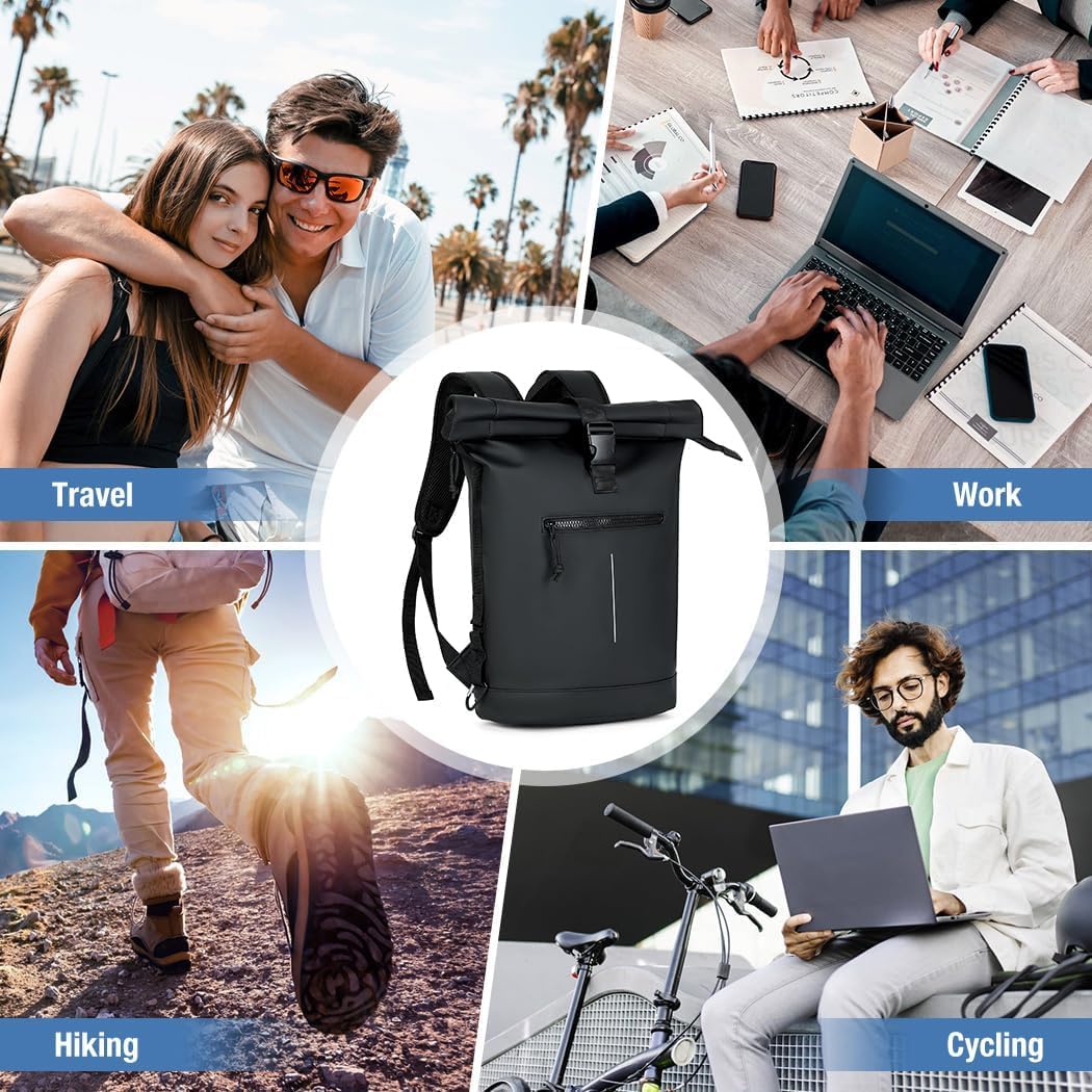 Lekeinchi Sac à Dos Étanche pour Ordinateur Portable 17 Pouces, Grand Sac à Dos Voyage Noir