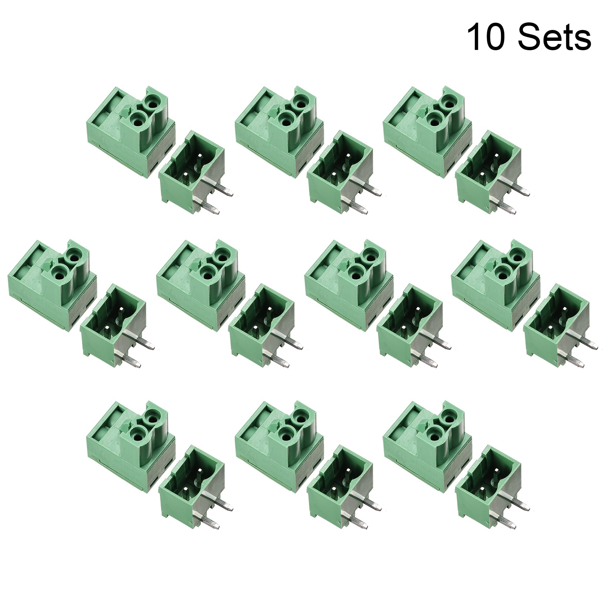 uxcell 2-Pin 5.08mm Pitch Right Angle PCB Screw Terminal Block Connector 10 Sets