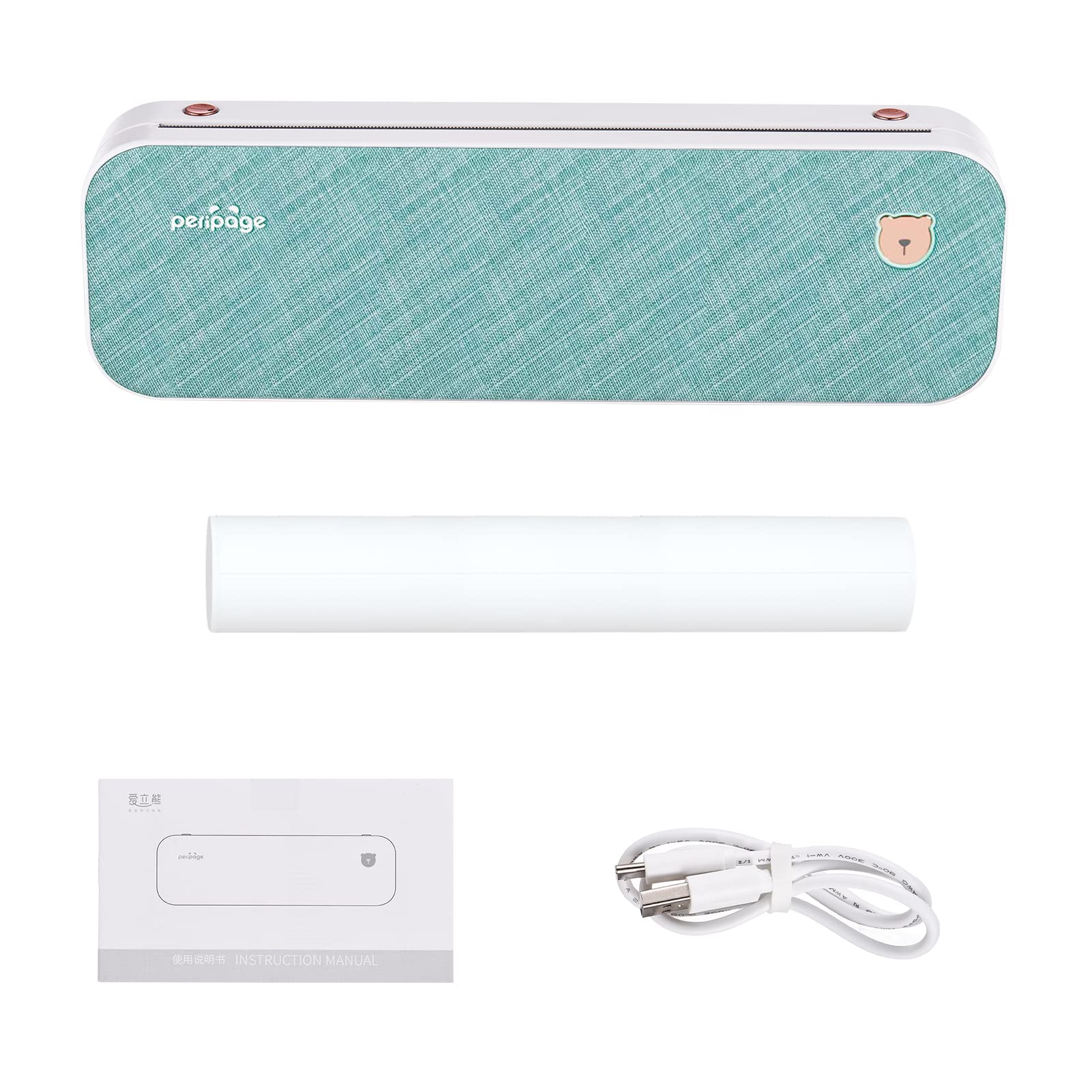 Stampante per carta A4 Stampante wireless a trasferimento termico diretto Mini stampante fotografica portatile da 210 mm Connessione USB BT con 1 rotolo Supporto per carta termica Larghezza