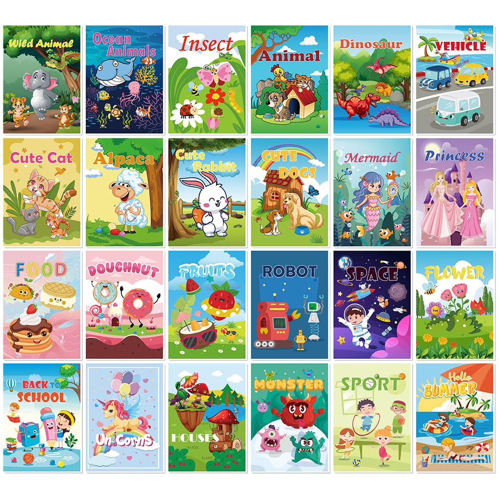 Aannanl 24 Mini Colouring Books for Party Bags,Small Colouring Books for Children Multipack,Kids Activity Packs,Party Favour and Party Bag Filler (24-A) - Image 2