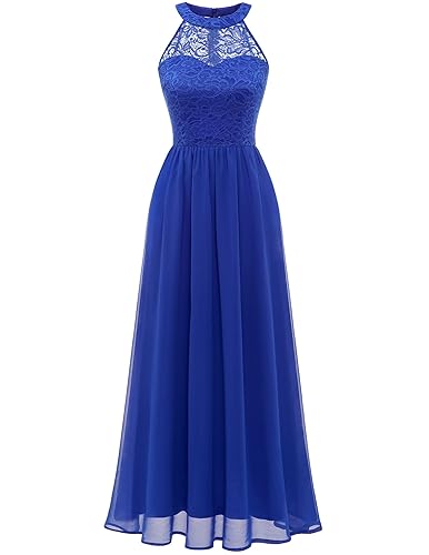 Wedtrend Abendkleid Damen Lang Neckholder Kleid Damen Ballkleider Elegant für