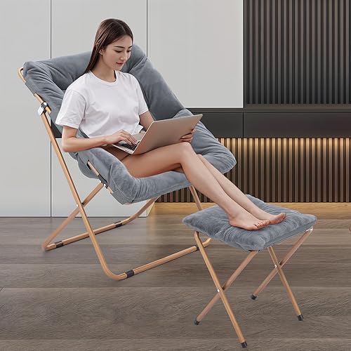 Miniatura 65 de MoNiBloom Silla cuadrada plegable de piel sintética para dormitorio, sala de estar, dormitorio, marco de metal plegable, de gran tamaño, cómoda,