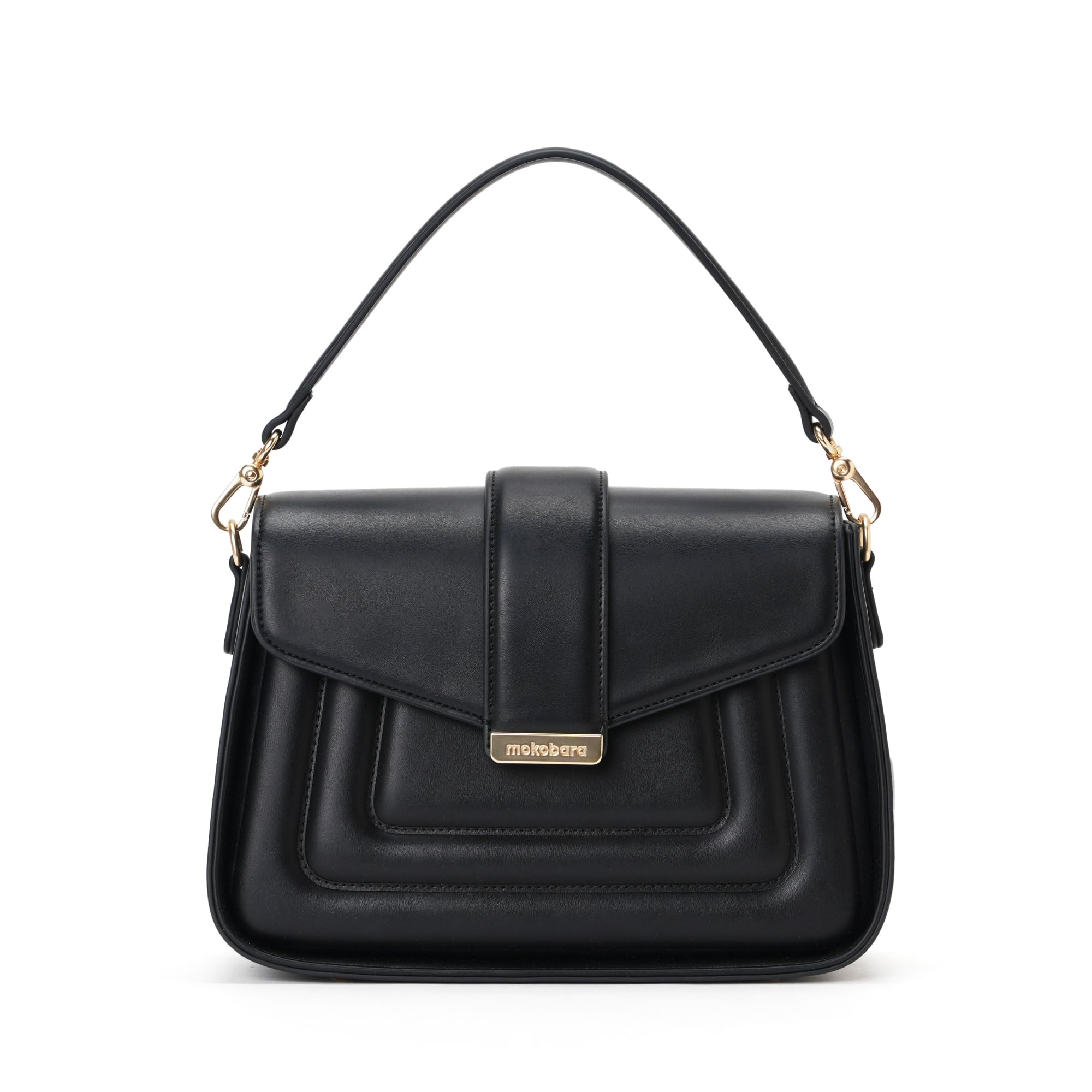 MOKOBARA The Reign Handbag Vegan Leather Top Handle Stylish Women Shoulder Bag Top Handle Purse (Starlight), Black (B0D83C21PQ) Amazon Price History, Amazon Price Tracker