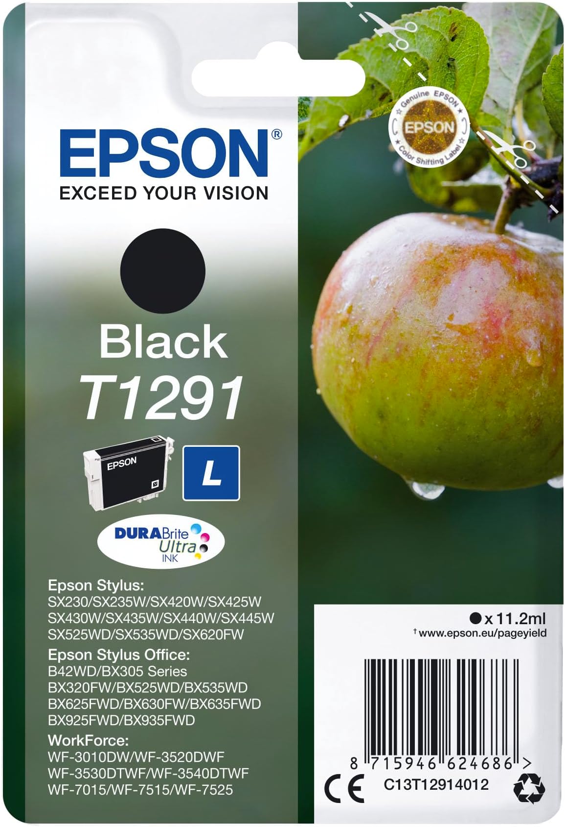 Epson Ink Cart T129 Retail Pack, Black, Genuine, Amazon Dash Replenishment Ready