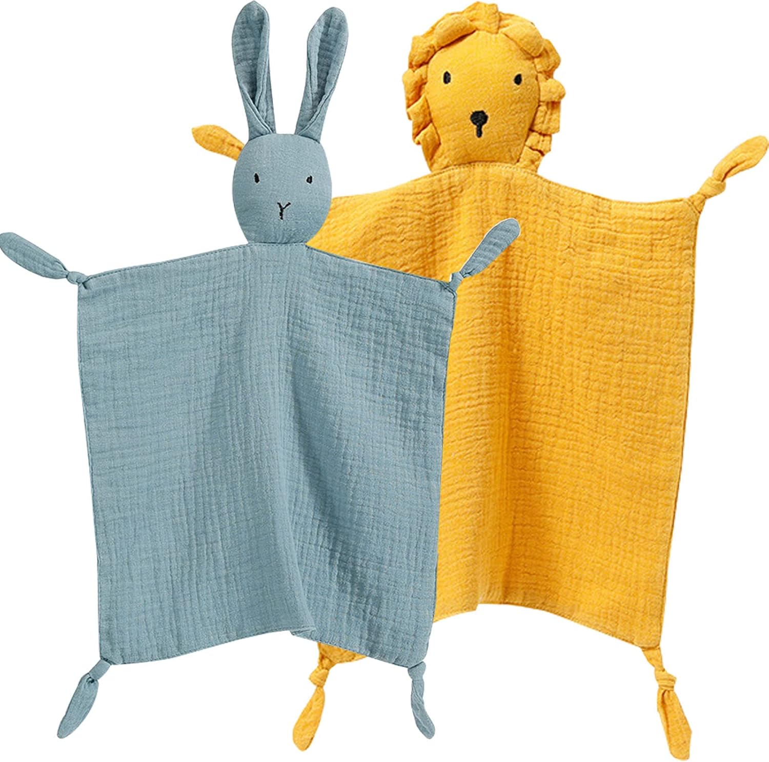 Organic Cotton Muslin Lovey Blanket, Organic Cotton Muslin Bunny & Lion ...