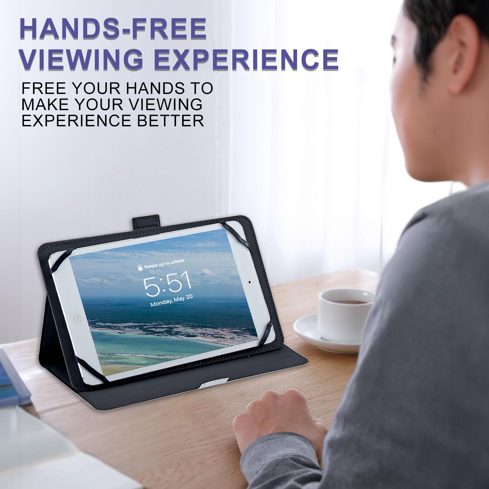 Universal-Schutzhülle für Android-Tablets von 26,7 - 29,8 cm (10,5 - 11,5 Zoll), 360 Grad drehbar, Multi-Winkel-Ständer, PU-Leder, universelle Schutzhülle für alle Tablets von 26,7 - 29,8 cm,