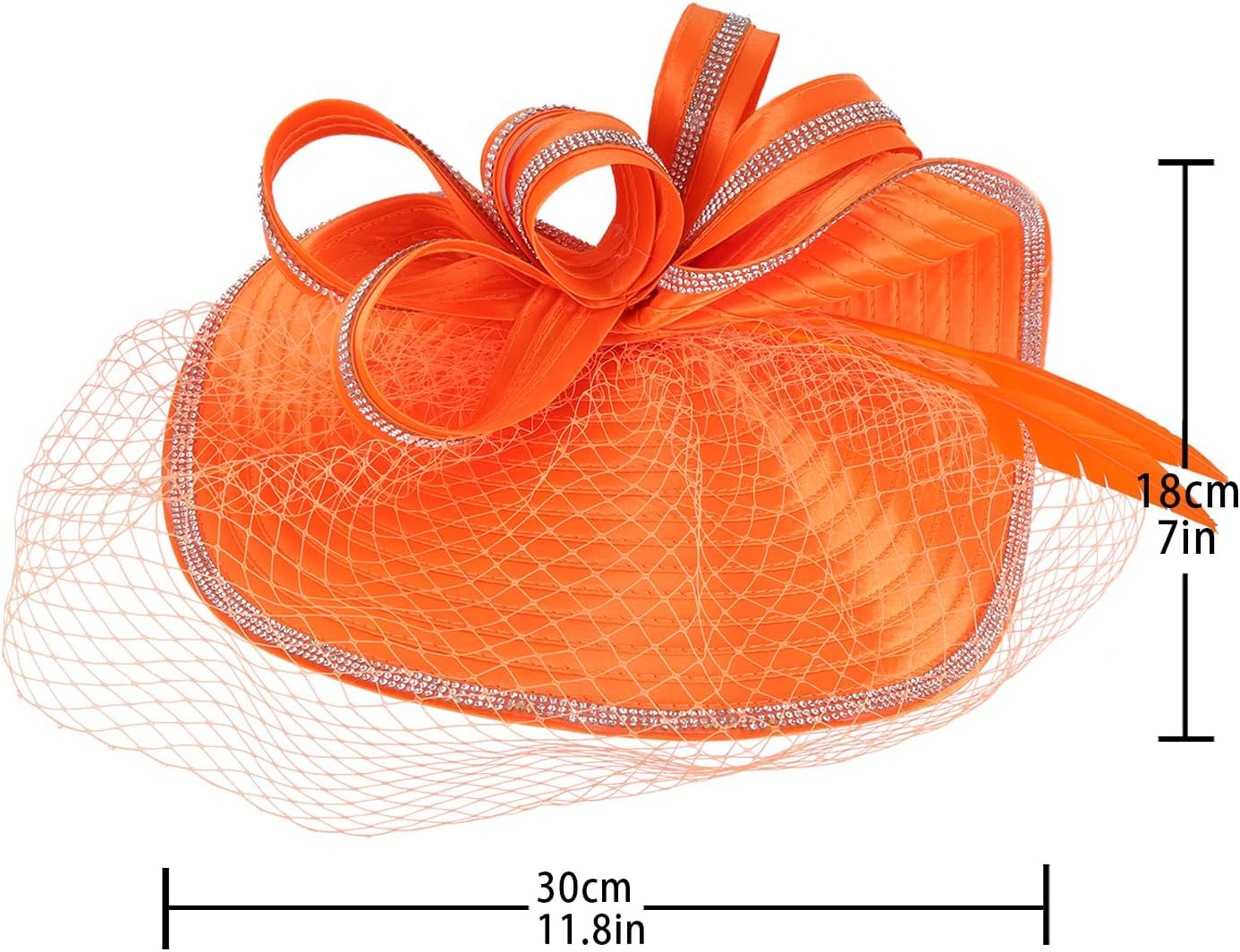 Fascinator Hats for Women Mesh Bow Rhinestone Feather Wedding Tea Party Derby Hat Clip Headband