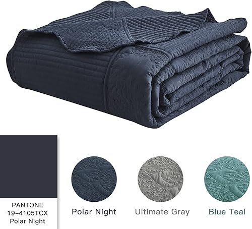 Miniatura 4 de HZ & HY Colcha extragrande King de 128 x 120 pulgadas, extra ancha, juego de ropa de cama acolchado, edredón ligero y delgado, reversible, 5 piezas,