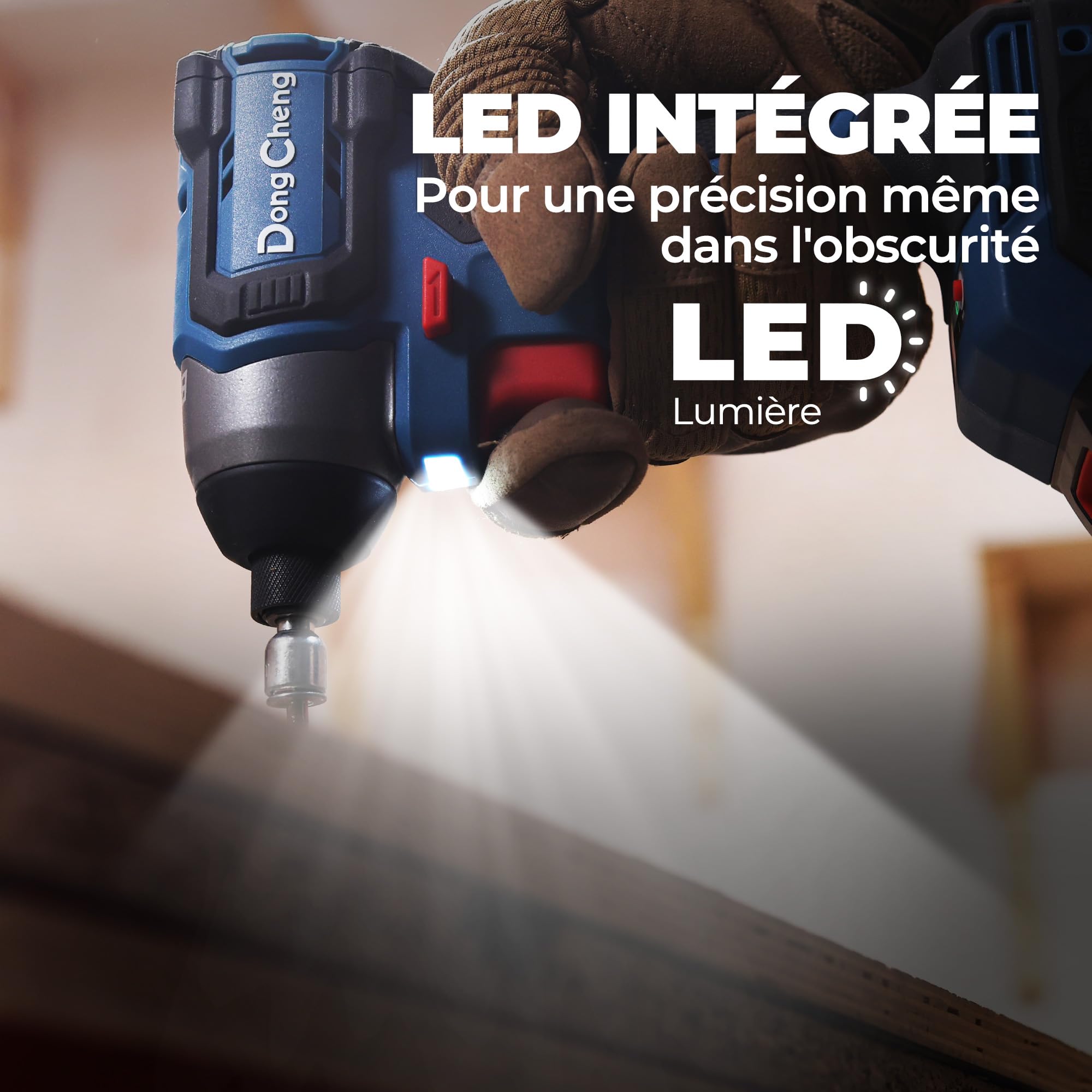 Dong Cheng Visseuse à Chocs sans Fil Brushless 20V, 165Nm, Démarrage Progressif & Mode Autoforeur, 3 Vitesses, 2x 2.0 Ah Batterie + Chargeur, LED, Set d'Embouts + Douilles, pour Bois, Métal, Bricolage