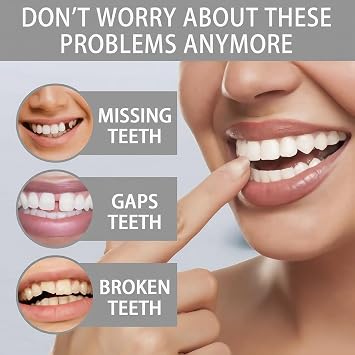 Silicone Denture Reline Set,Silicone Reline Denture Set for Women,Advanced Full Denture Kit Teeth Top and Bottom,Soft Dentures False Teeth Set,Temporary Tooth,Silicone Denture Set,Teeth Veneers