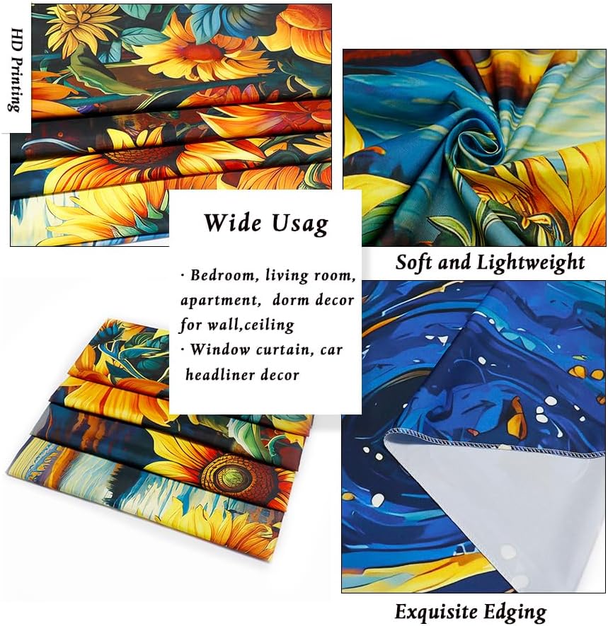Yuiqear Sunflower Starry Sky Tapestry Galaxy Space Wall Tapestries psychedelic Mountain River Tapestries Fantasy Landscape Tapestry for Bedroom Decor
