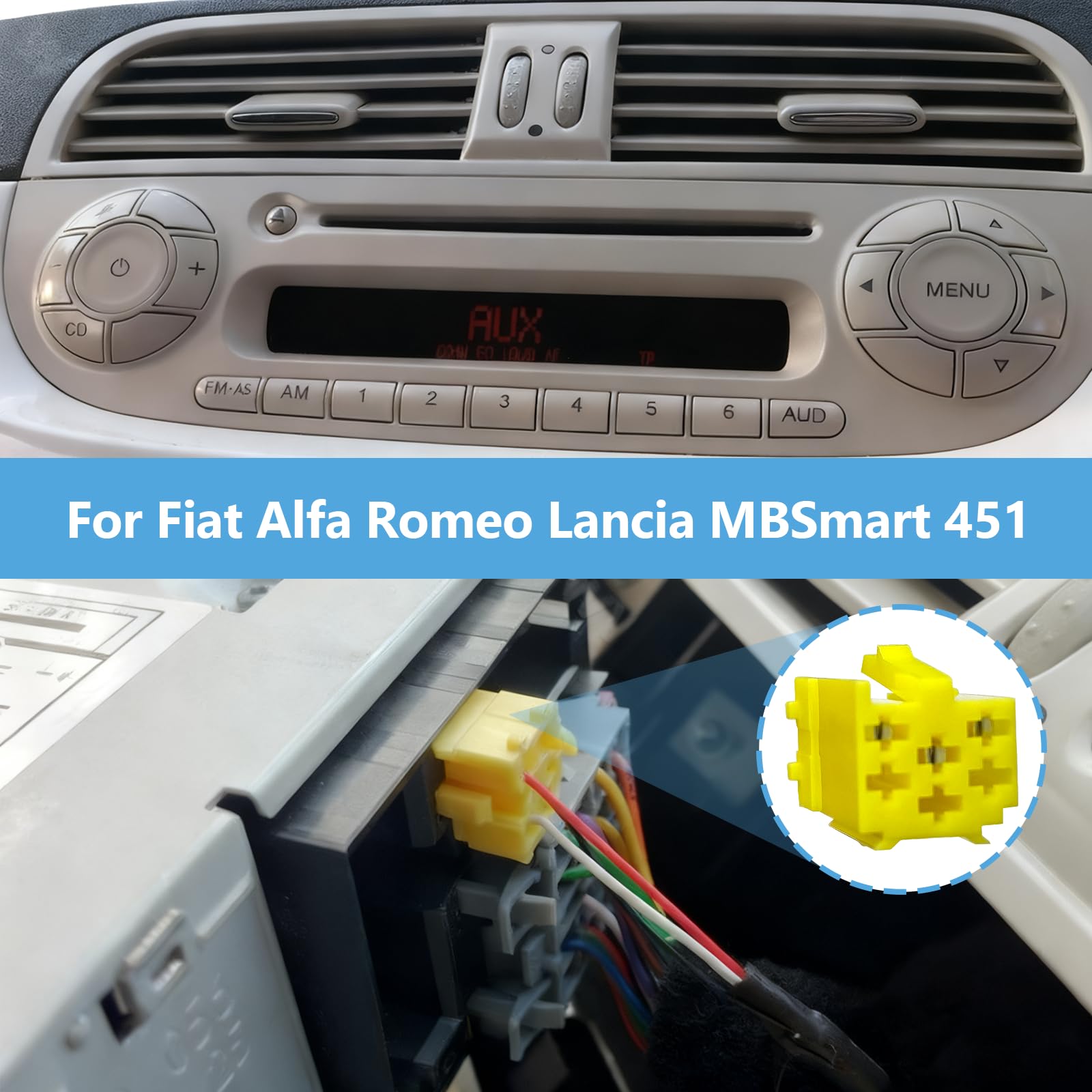 Shine Car Adattatore Bluetooth per Fiat Alfa Romeo Lancia Wireless CD Stereo AUX Music Interface per Fiat Alfa Romeo 159 Lancia Mercedes Benz Smart 451