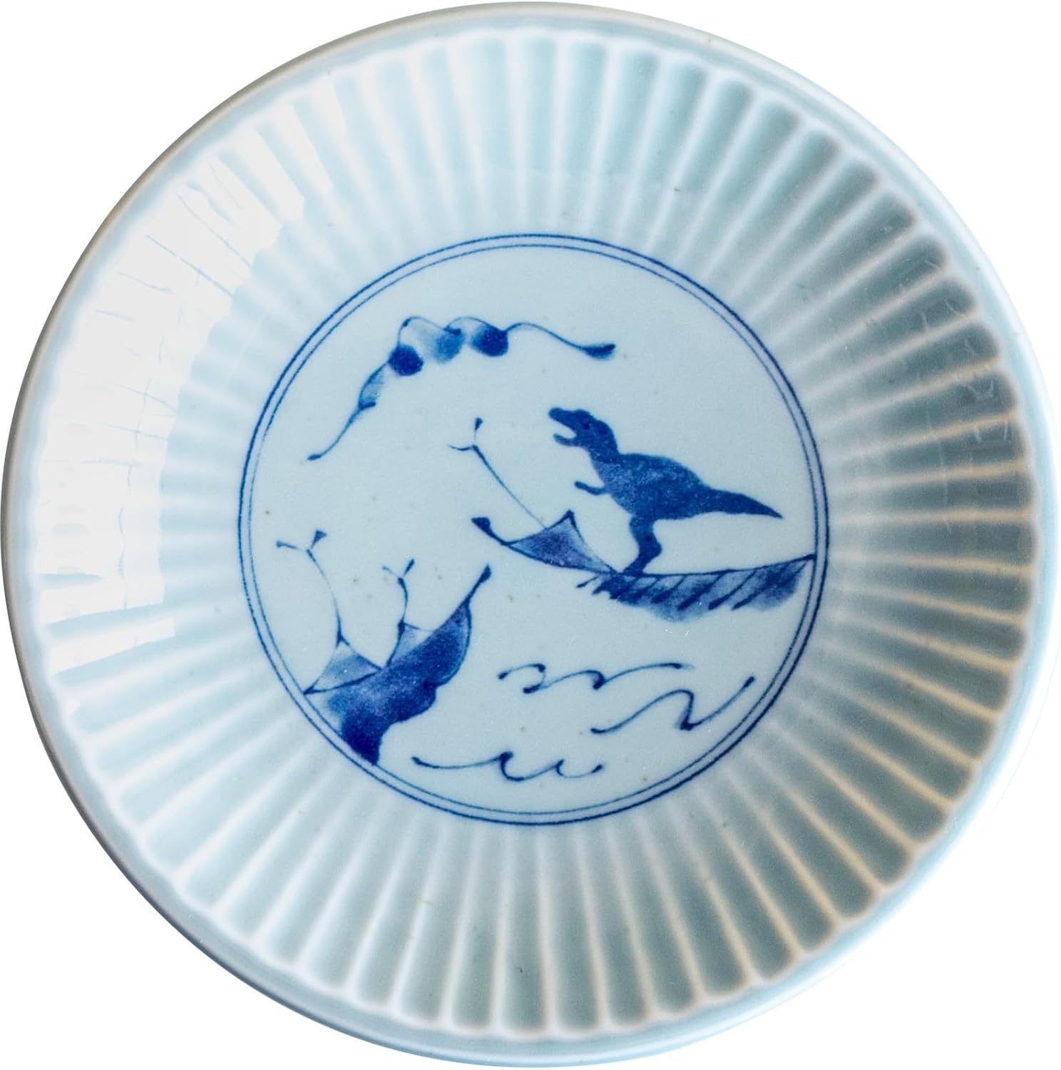 Awasaka EK88-L03 Edokko Dinosaur Flower Dragon Dinner Plate, Made in Japan, φ3.5 x 0.6 inches (90 x 15 mm)
