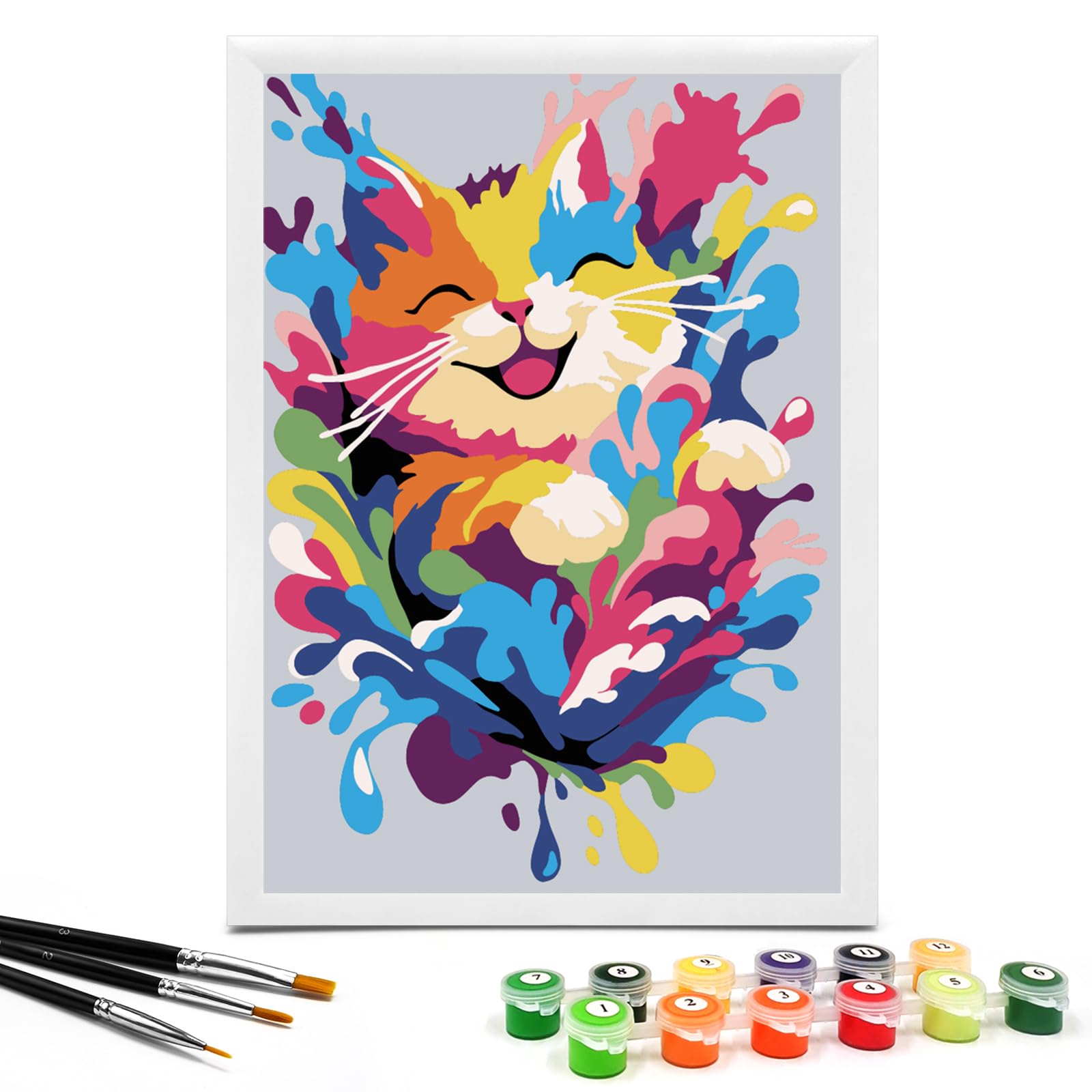 Nariolar Paint by Numbers for Kids Ages 4-8 with 7X9.5 inch Pre-Printed Cardboard,12 Acrylic Paint Pots and 3 Painting Brushes, Craft Gift Room Decor