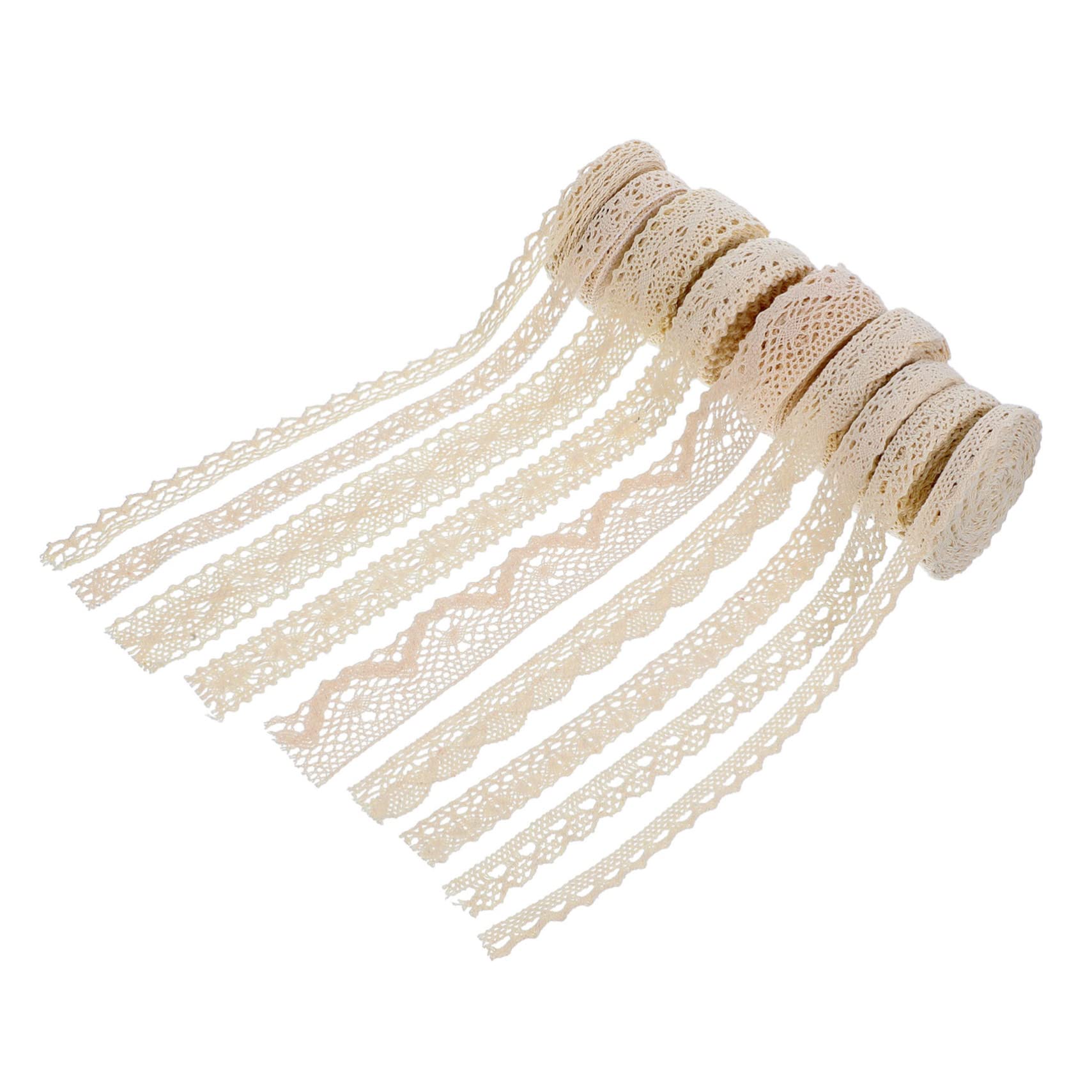 Ruban de coton ajouré Uonlytech pour crochet et couture, 9 rouleaux style aléatoire