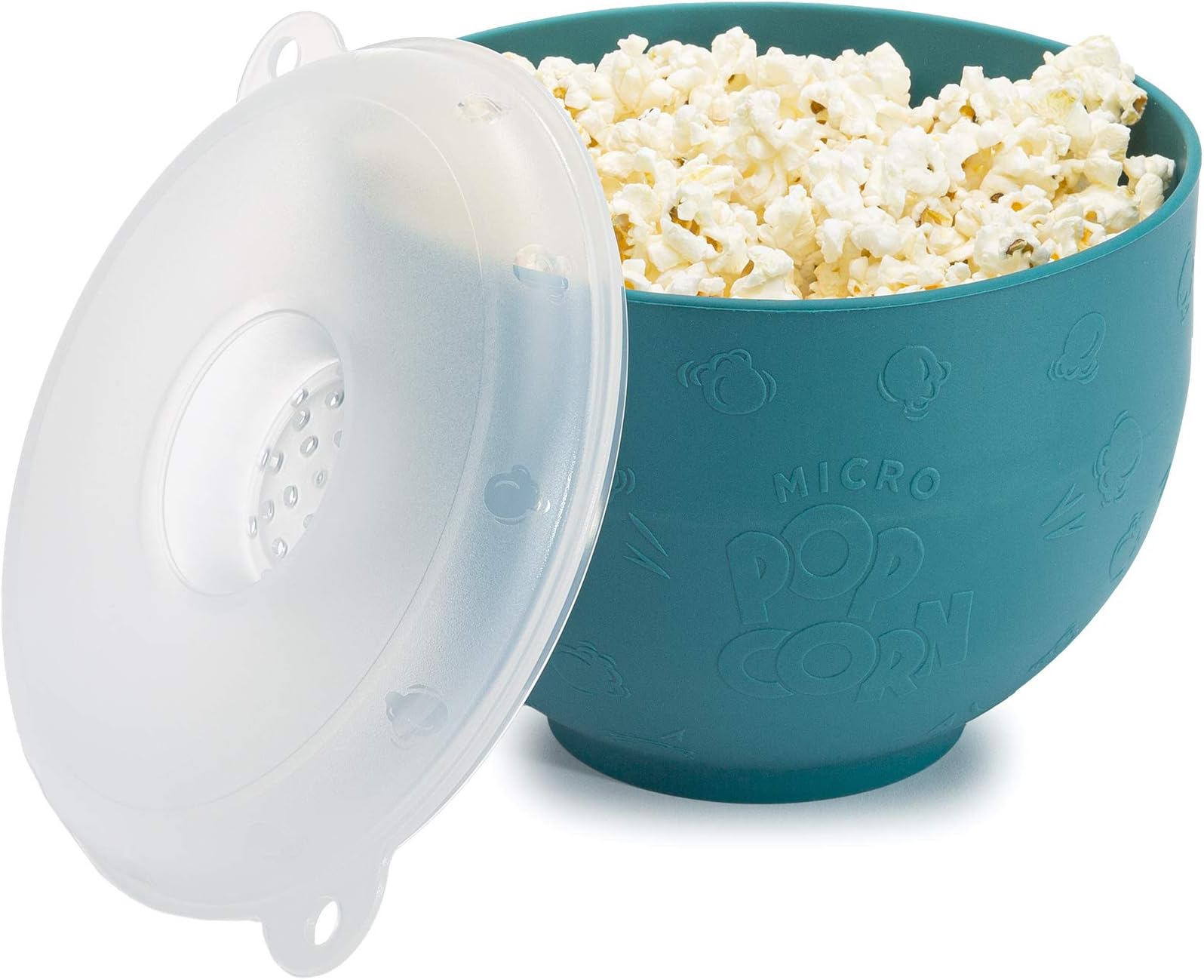 Goodful Silicone Microwave Popper, Collapsible and Dishwasher Safe Popcorn Maker, Bowl Made Without BPA, Multi-Purpose Lid, 3 Quart, Teal