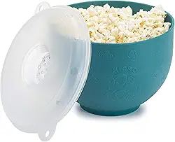 Goodful Popcorn Popper, máquina de pipoca dobrável de ar quente no micro-ondas, tigela feita sem BPA, azul-petróleo