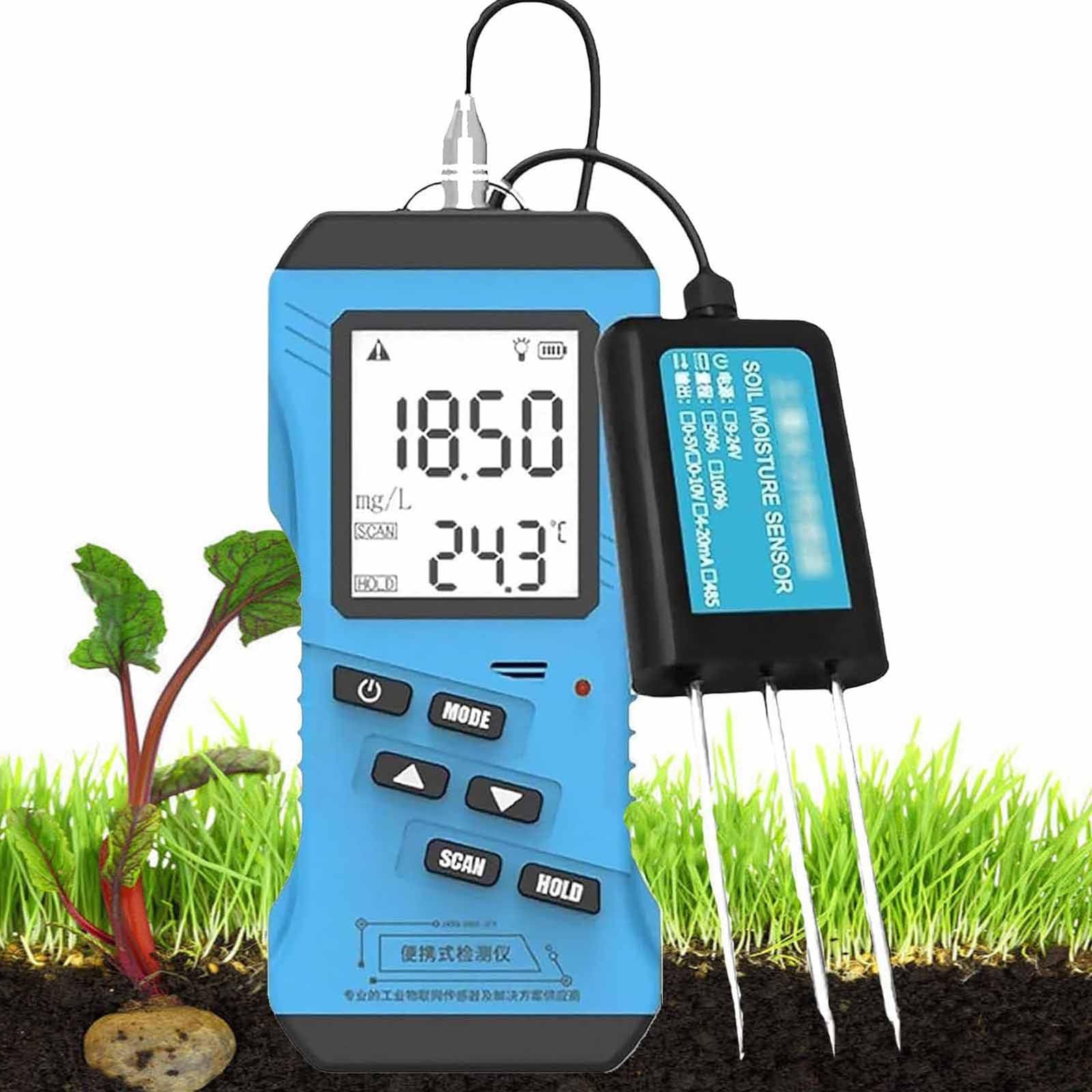 PixCy Medidor Digital De Suelo 7 En 1, Sensor De Alta Precisión Npk Ph EC Humedad Temperatura Humedad, Prueba De Fertilidad del Suelo con Pantalla LCD para Jardín, Granja E Invernadero.