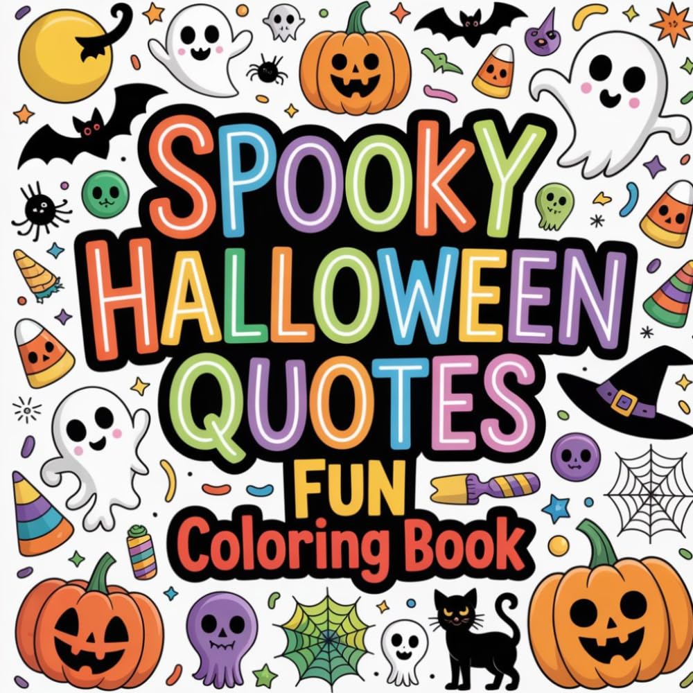 Spooky Halloween Quotes Fun Coloring book: Coloring Book for Adults and Kids, Bold and Easy, funny halloween quotes, spooky sayings coloring, ... quotes coloring, witch quotes coloring