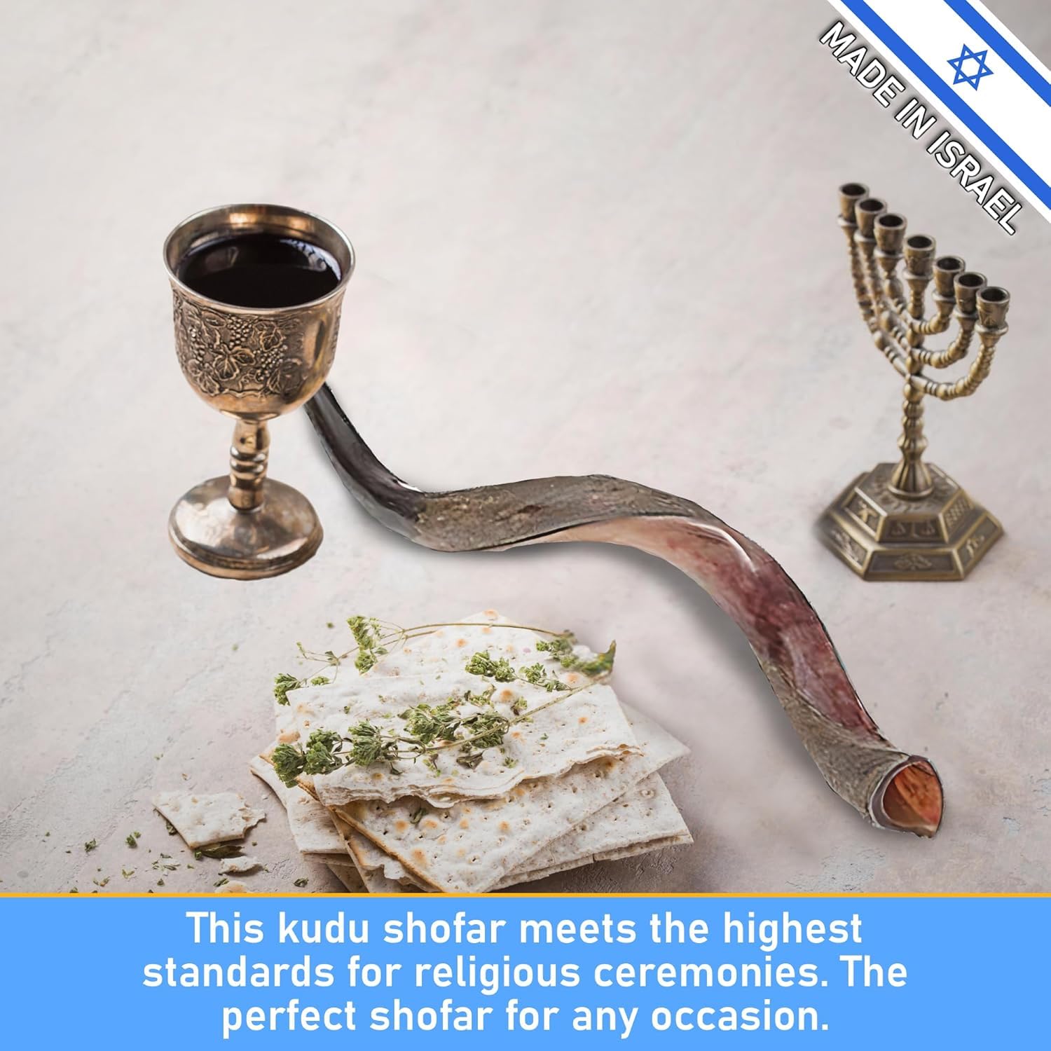 Großer jemenitischer Kudu-Schofar (96,5–101,6 cm) – authentischer koscherer Schofar aus Israel – handgefertigter natürlicher Kudu-Horn-Schofar mit Tragetasche – Shofarot Israel