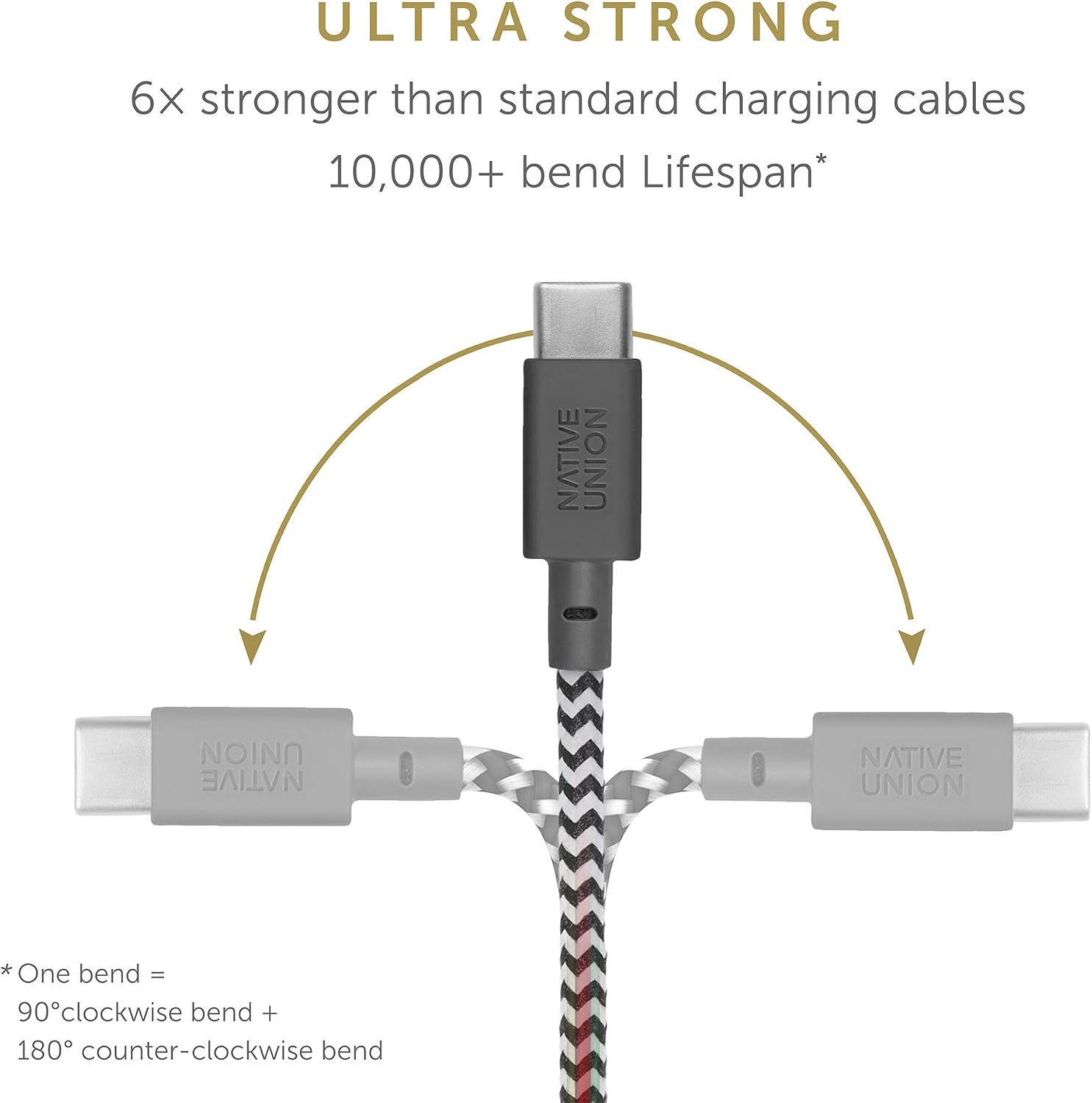 Native Union Belt Cable USB-C to USB-A - 4ft Ultra-Strong Charging Cable with Leather Strap Compatible with Samsung Galaxy Z Fold4, Flip 4 / S22 Ultra, Pixel 7 Pro, iPad Pro, Air 5, Mini 6 (Zebra)