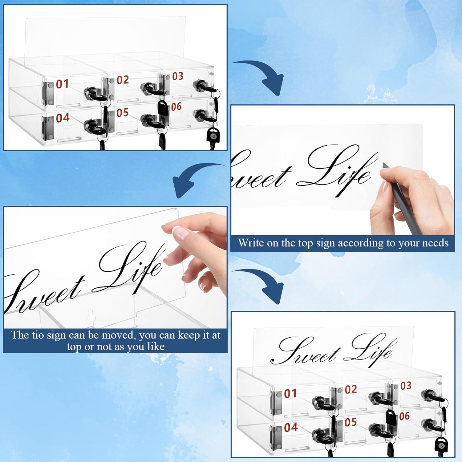 Cell Phone Locker Box 6 Slots Cell Phone Jail Lock Box Classroom Clear Cell Phone Storage Box Wall Mounted Acrylic Cell Phone Storage Cabinet for Classroom Students Office Factory Employees