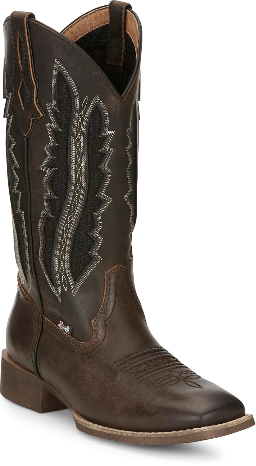 Justin Womens Jaycie Square Toe Stylish Leather Western Boot